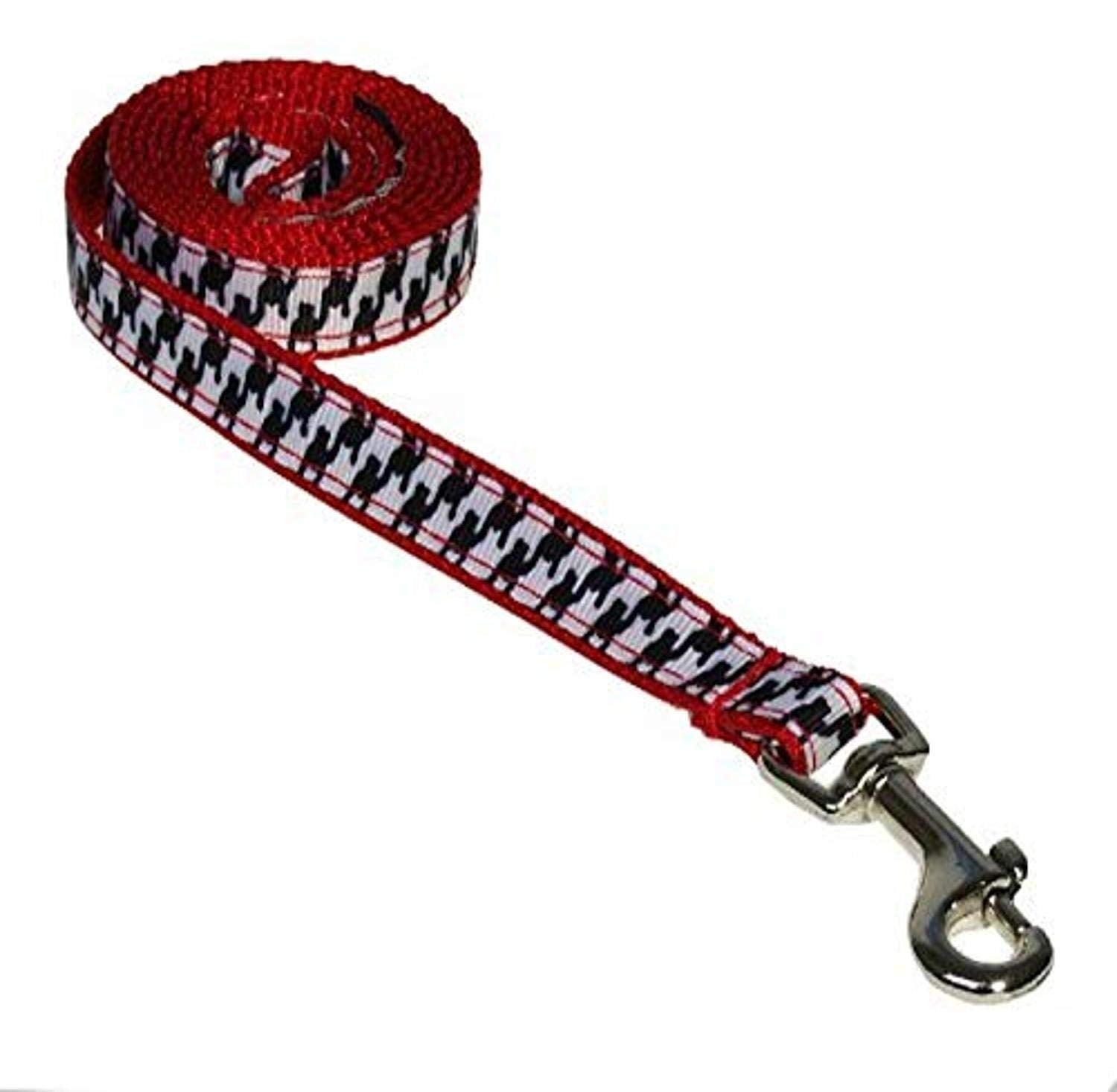 XSmall Black/White Houndstooth Dog Leash: 1/2 wide, 4ft length - Made in USA.