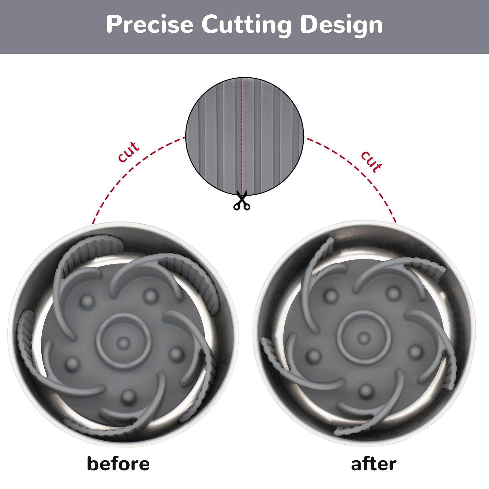 Mateeylife Cuttable Slow Feeder Dog Bowls Insert With Suction Cups For Medium & Large Dogs To Slow Down Eating- Fits Metal & Cer