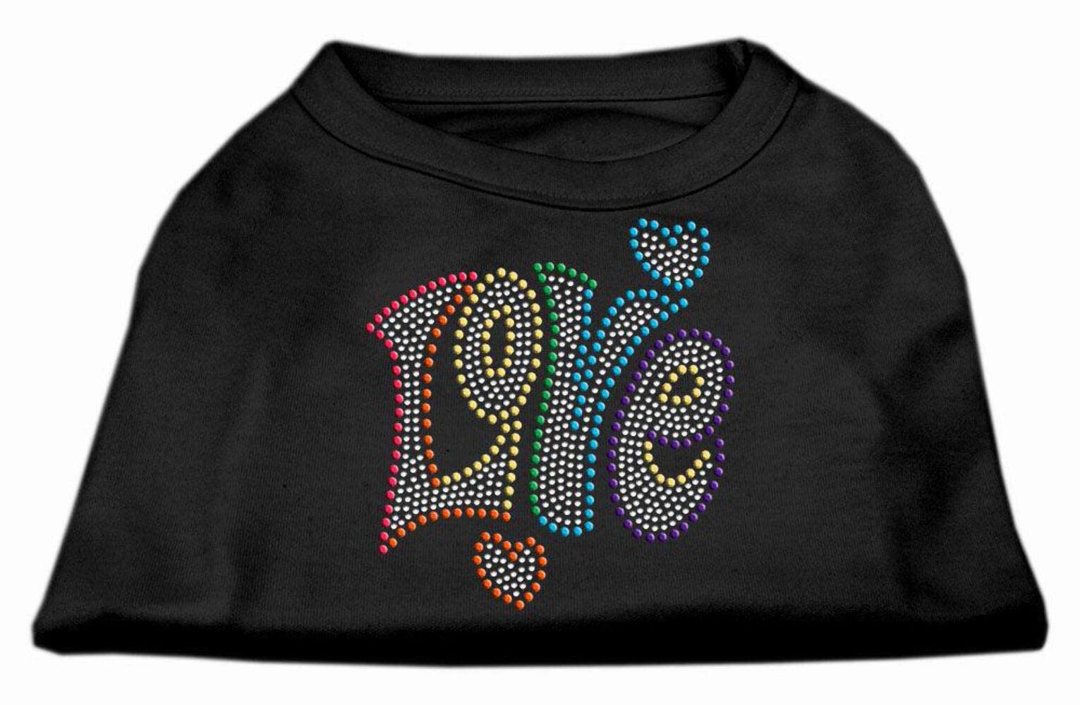 Mirage Pet Products 18' Technicolor Love Rhinestone Pet Shirt, Xx-Large, Black