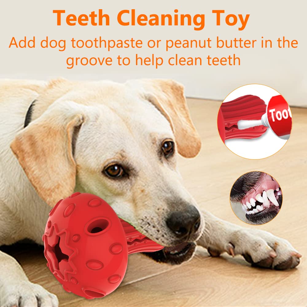 SCHITEC Dog Chew Toy for Large & Medium Dogs, Rubber Treat Dispensing Toy for Aggressive Chewers, Interactive Slow Feeder Tough