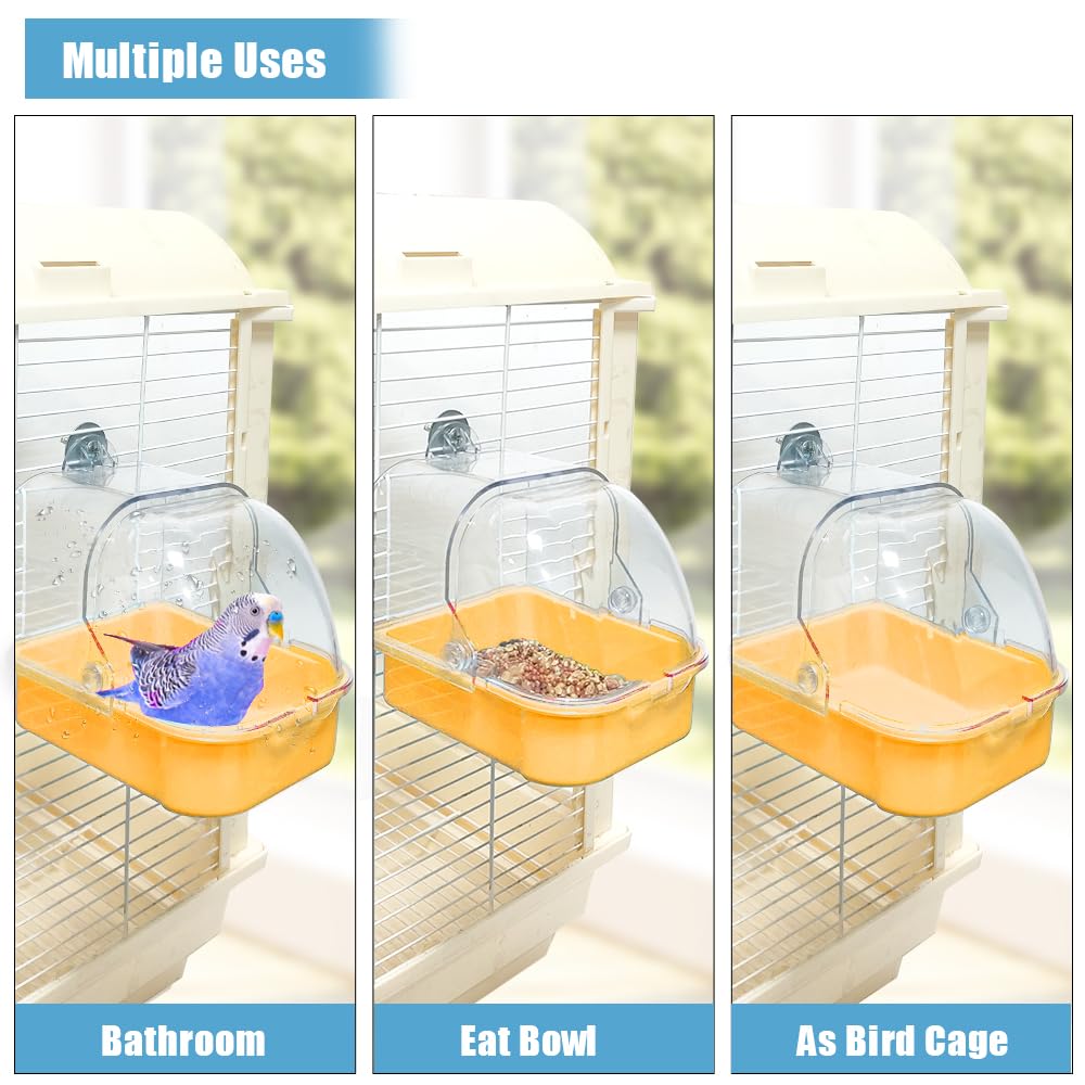 WQY GroceryShop Bird Bath for Cage, Cleaning Pet Supplies Cockatiel Bird Bathtub with Hanging Hooks for Little Bird Parrots Spac