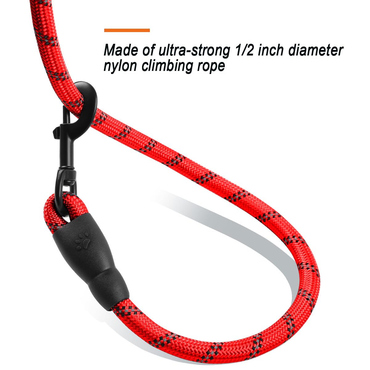 Barkbay 2 Pack Dog Leashes For Large Dogs Rope Leash Heavy Duty Dog Leash With Comfortable Padded Handle And Highly Reflective Threads 5 Ft For Small Medium Large Dogs(Red+Black)