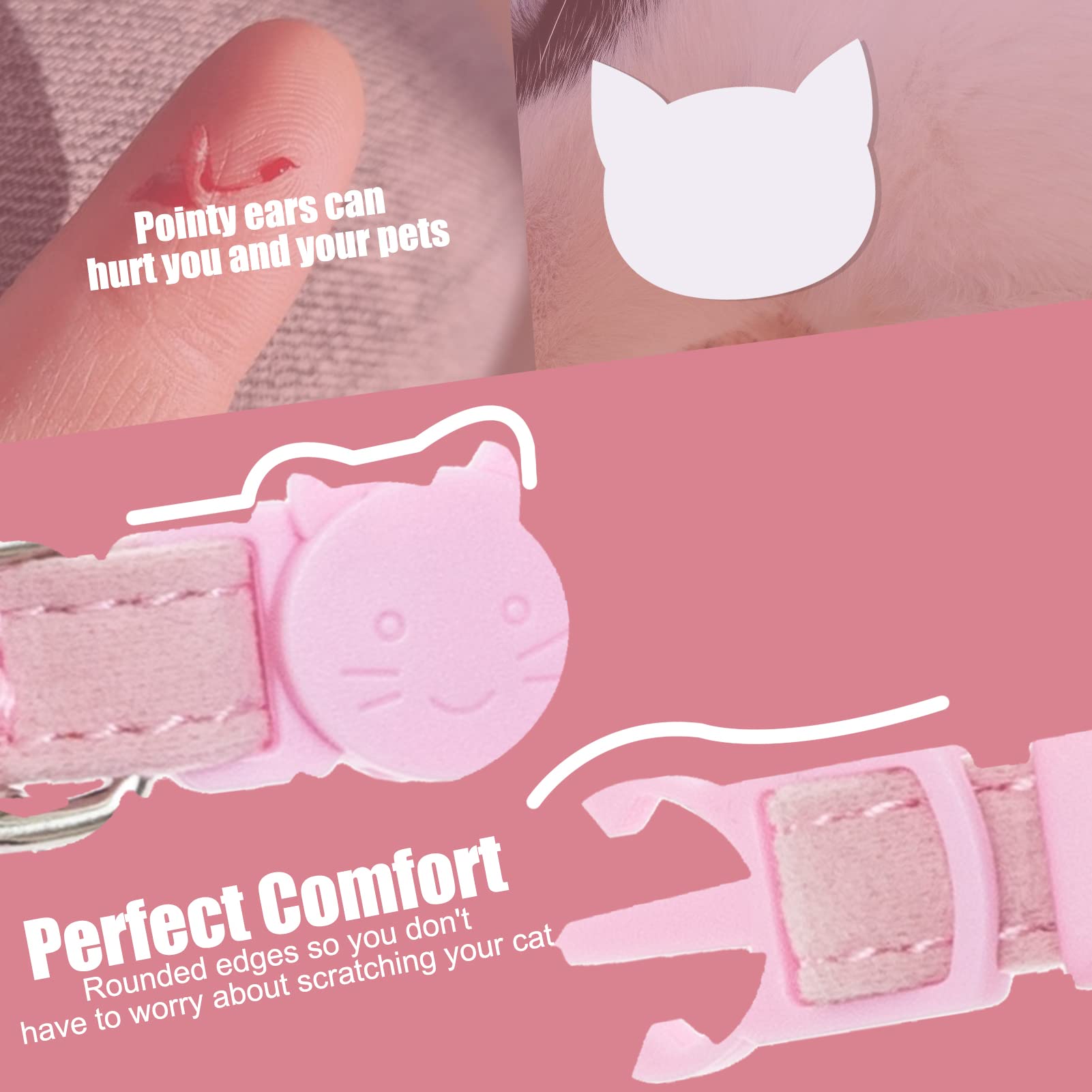 Expawlorer Cat Collar Breakaway With Bells - 2 Pack Rhinestones Bling Diamante Collars - Soft Velvet Safe Adjustable Shing Collar For Cats Kitty Girls And Small Dogs
