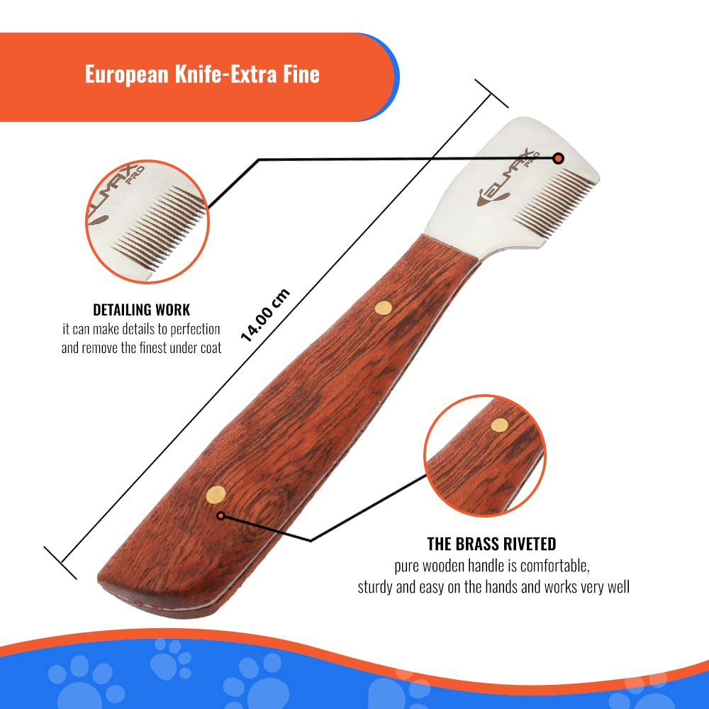 Elmax Pro Professional Stripping Knife For Dogs (Pack Of 6), Best For Removing Unwanted Undercoat, Blades Are Made Of Stainless