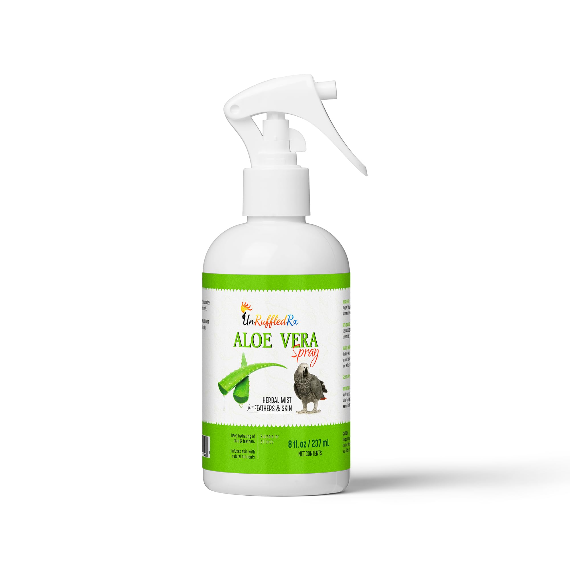 UnRuffledRx™ Aloe Vera Bird Spray - 8oz Moisturizing Mist, Bird-Safe, Gentle Daily Use, Natural & Odor-Free, Made in USA