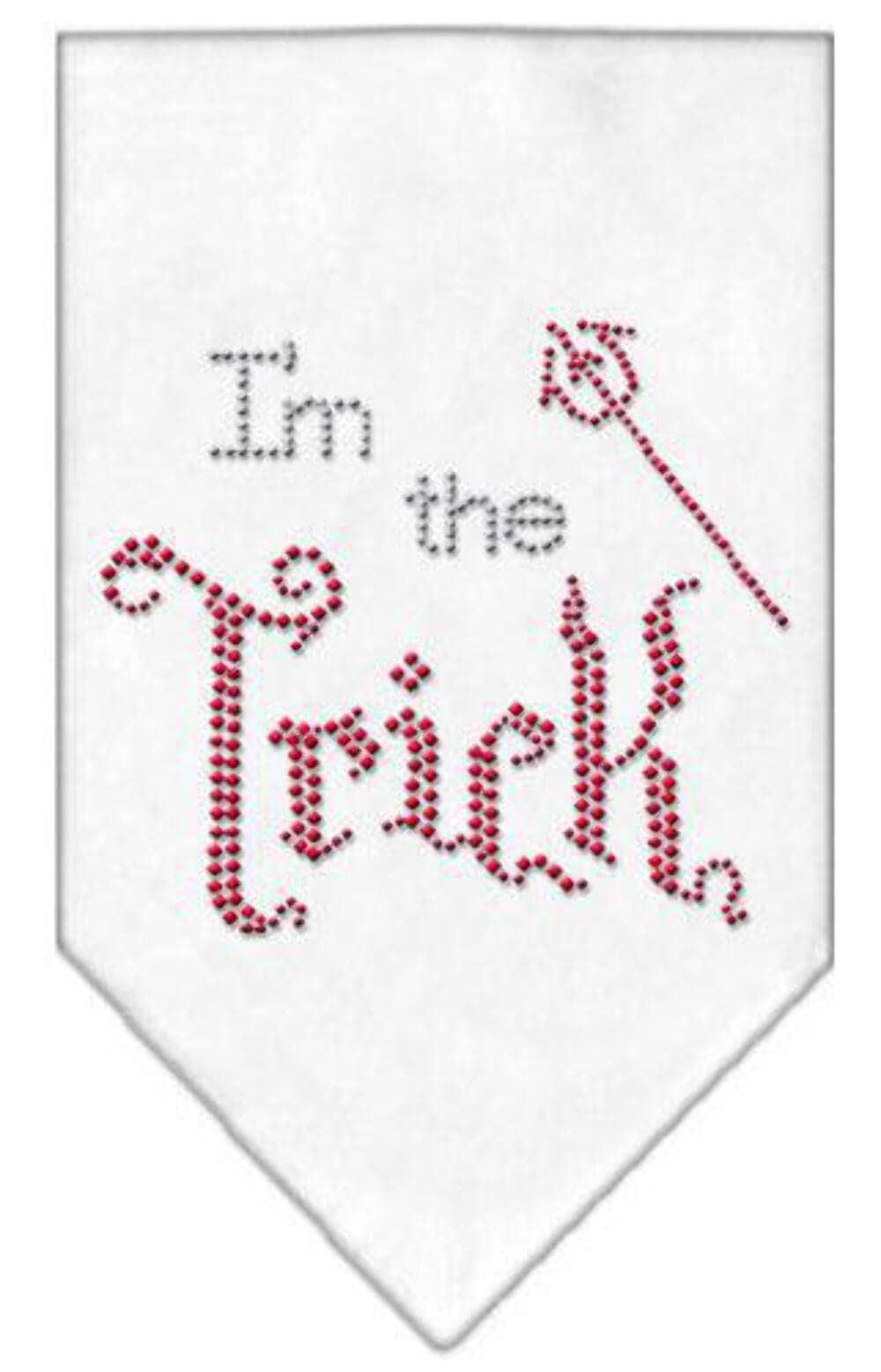 Halloween Pet and Dog Bandana Rhinestone, "I'm The Trick" Brown Large