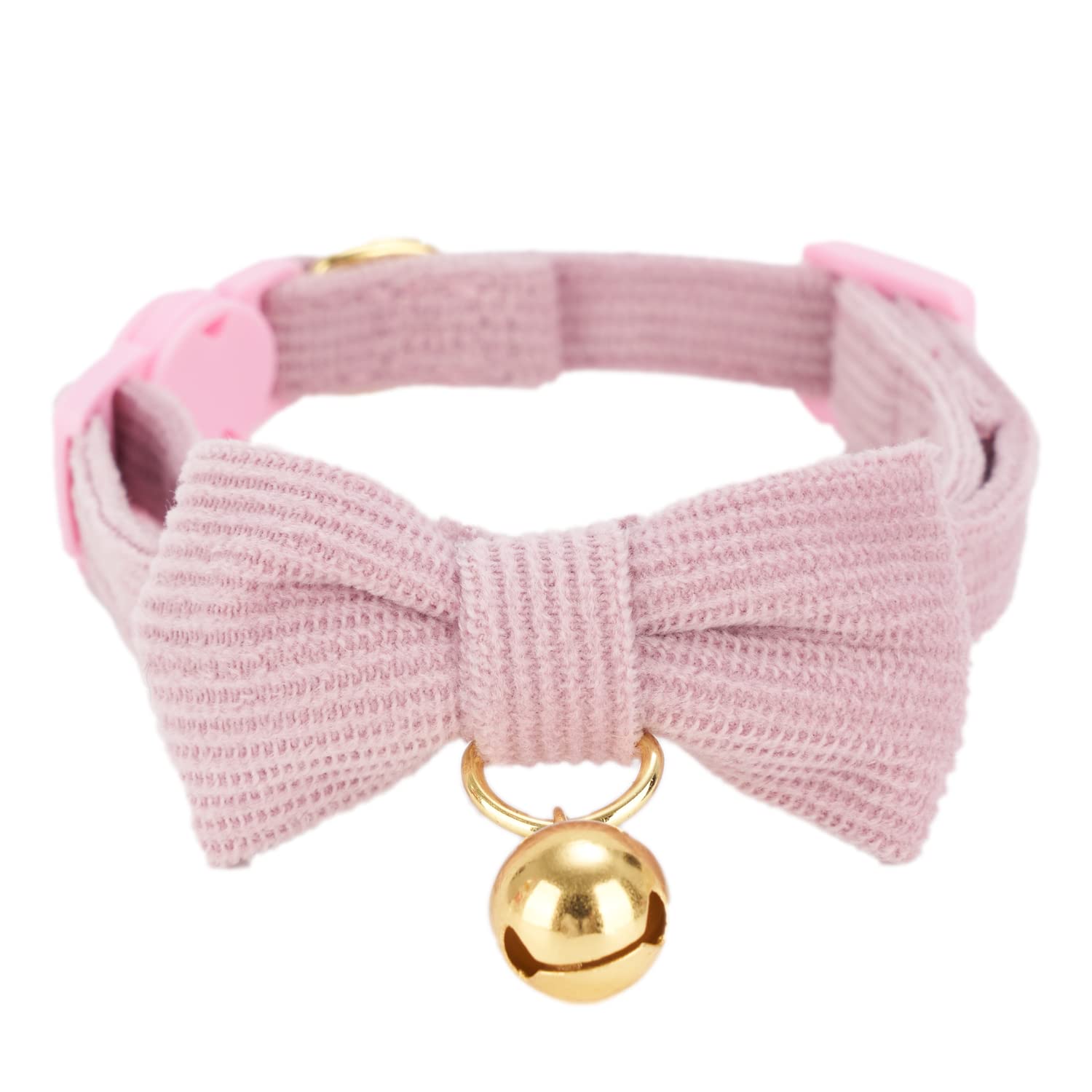 Petiry Soft Corduroy Cat Collar, Plaid Pattern, With Bell And Bowtie, Safety Breakaway Clasp, Adjustable For Kitten And Cats Pin