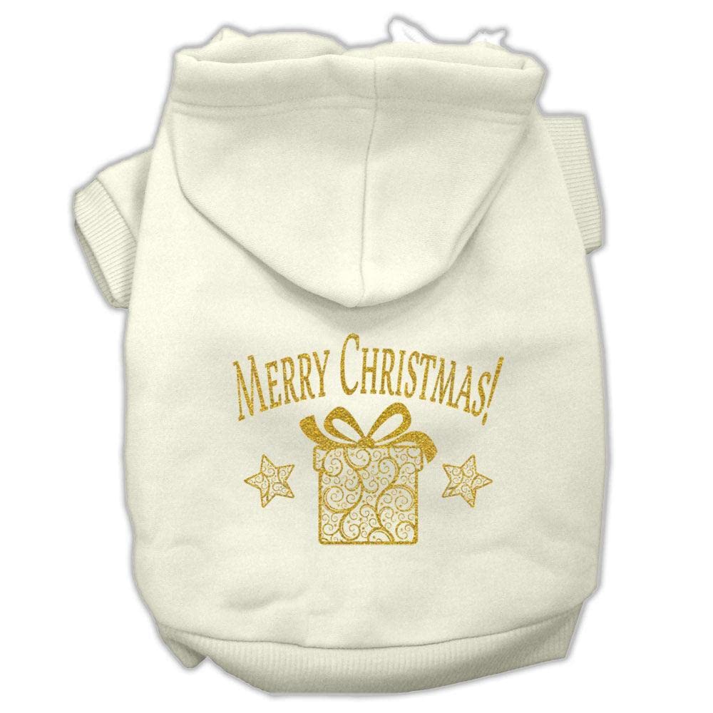 Christmas Pet Dog & Cat Hoodie Screen Printed, Golden Cream XL (14-20 lbs.