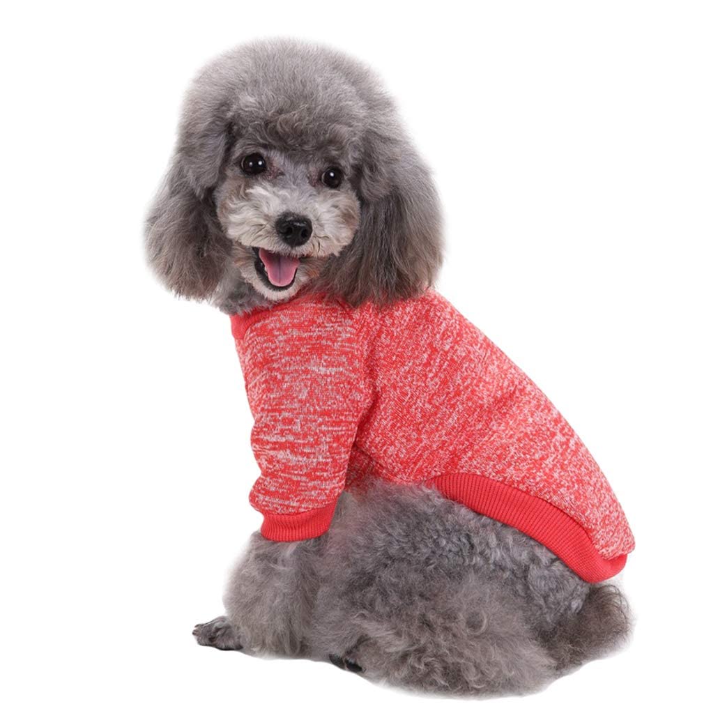 Jecikelon Pet Dog Clothes Dog Sweater Soft Thickening Warm Pup Dogs Shirt Winter Puppy Sweater For Dogs (Red, Xxs)