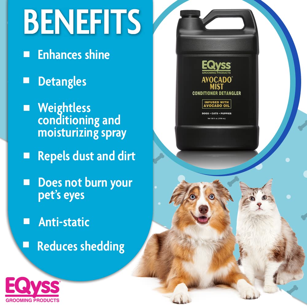EQyss Avocado Mist Pet Spray Conditioner - Shines, Conditions, and Reduces Shedding, Weightless Leave in Spray - for Dogs, Cats,