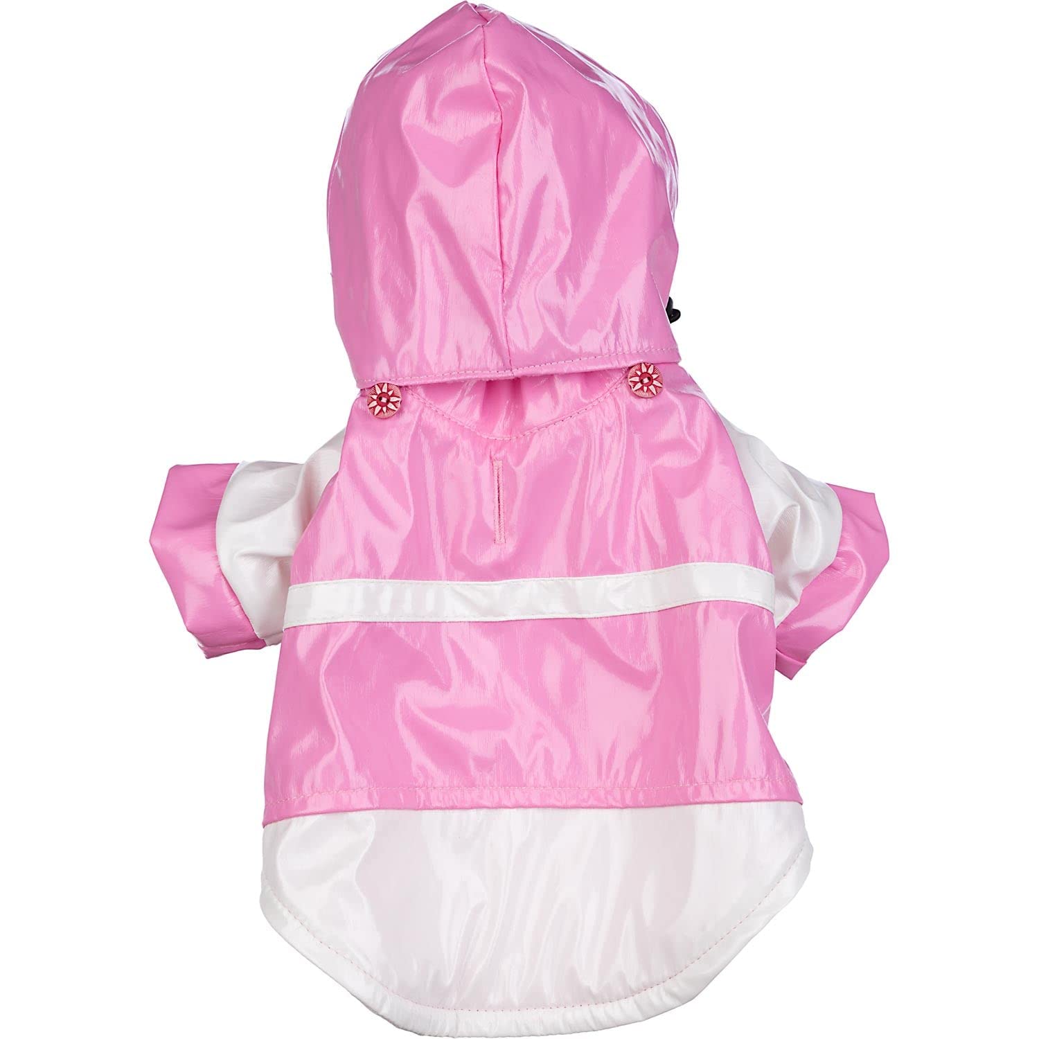 Two Tone Dog Raincoat with Removable Hood in Pink and White Size: Small (10 L)