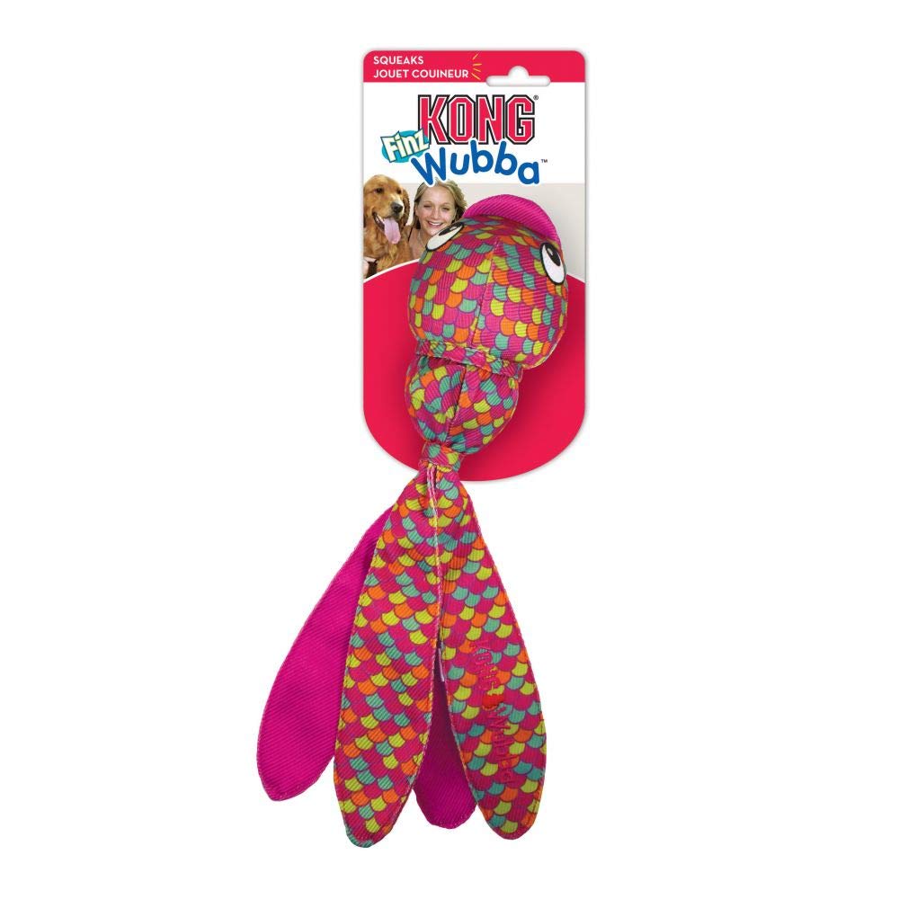 Kong Wubba Finz - Dog Toy For Tug Of War & Fetch - Dog Supplies For Puppy & Dog Playtime - Outdoor & Indoor Dog Toy (Pink, Large)