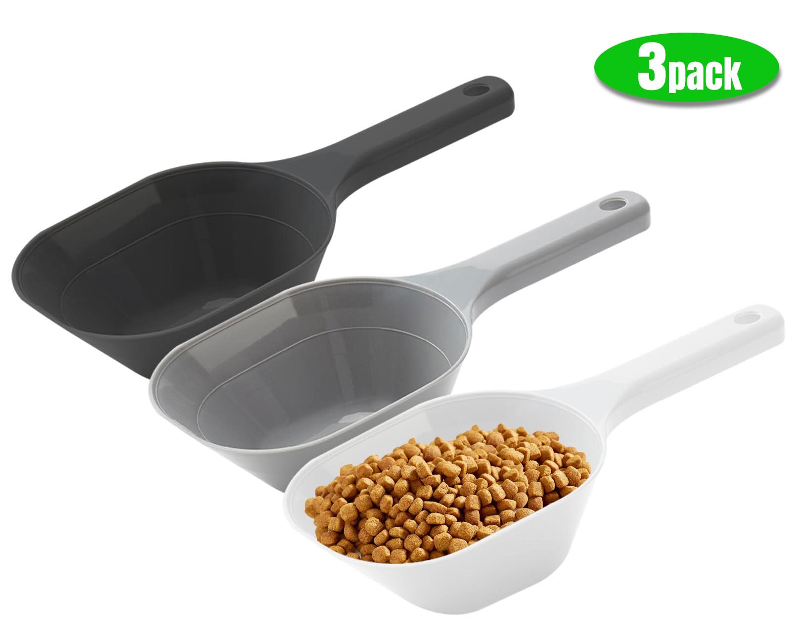 Aosnare 3PCS Dog Food Scoop, 1 Cup Plastic Pet Food Scoop with Measuring Lines 1/2 Cup and 1 Cup for Dogs, Cats, Birds and Rabbi