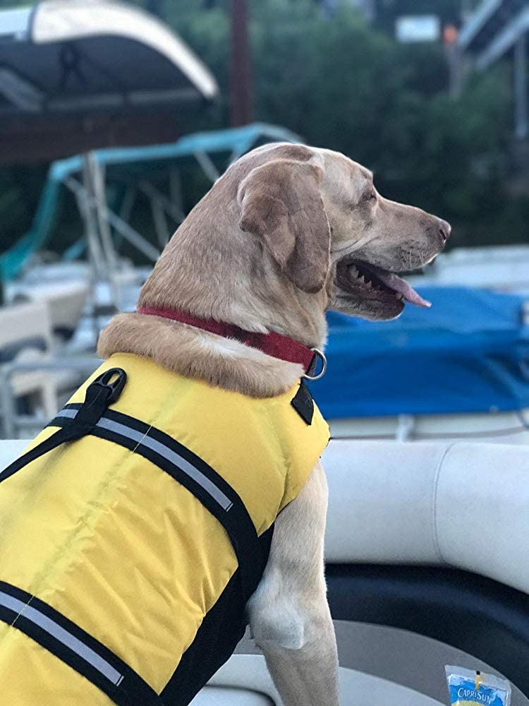 Haocoo Dog Life Jacket Vest Saver Safety Swimsuit Preserver With Reflective Stripes/Adjustable Belt Dogs?Yellow,M