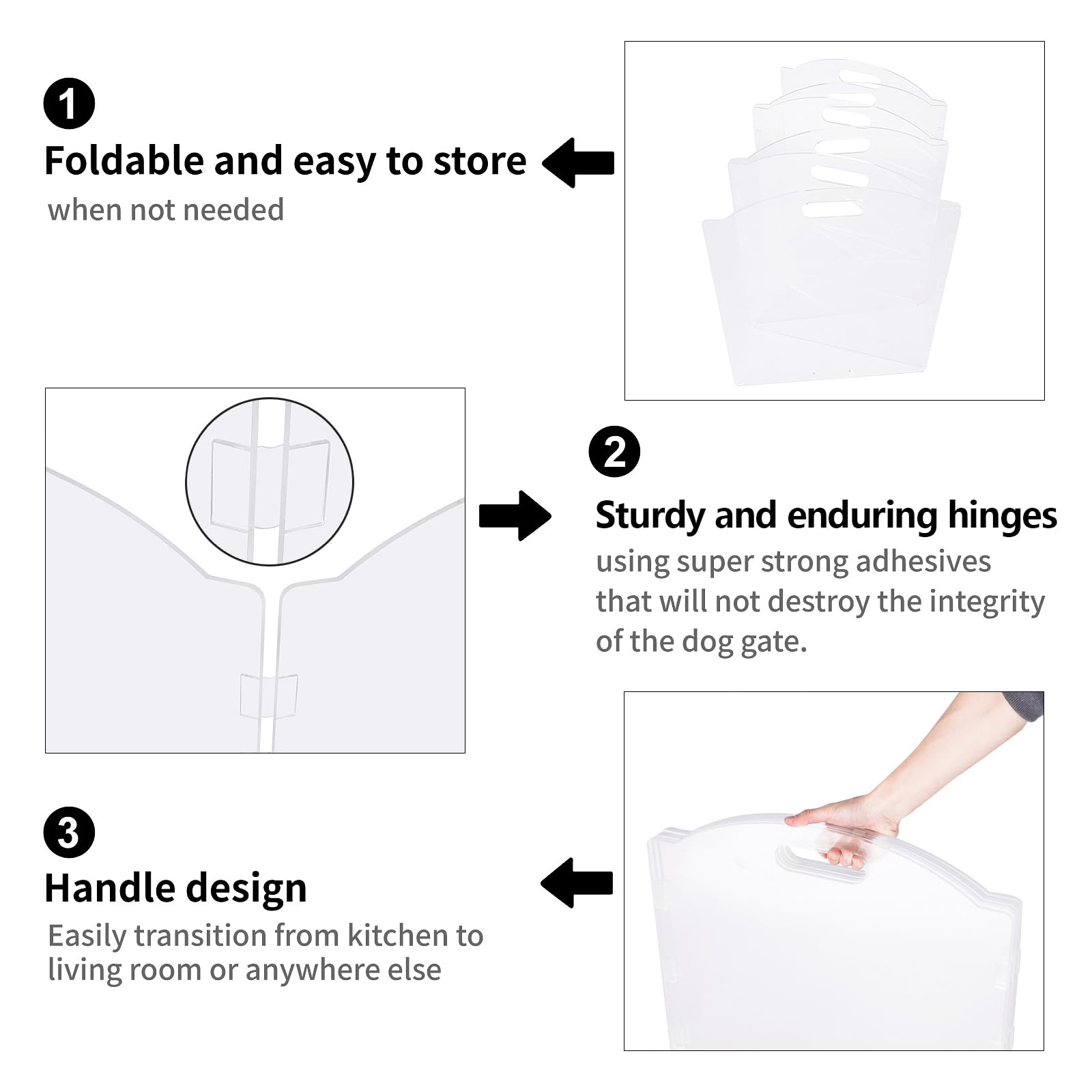 Extra-Wide Clear Acrylic Freestanding Dog Gates for The House - Folding 6-Panel Pet Gates for Doorways, Stairs, and Open Spaces,
