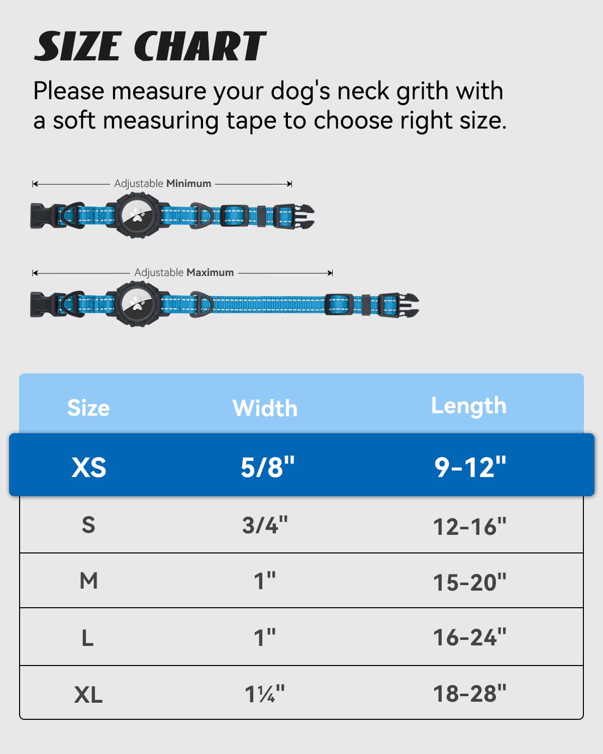 Joytale Airtag Dog Collar, Dual D-Rings, Reflective Pet Collar With Waterproof Airtag Holder, Soft Padded Adjustable For Extra S