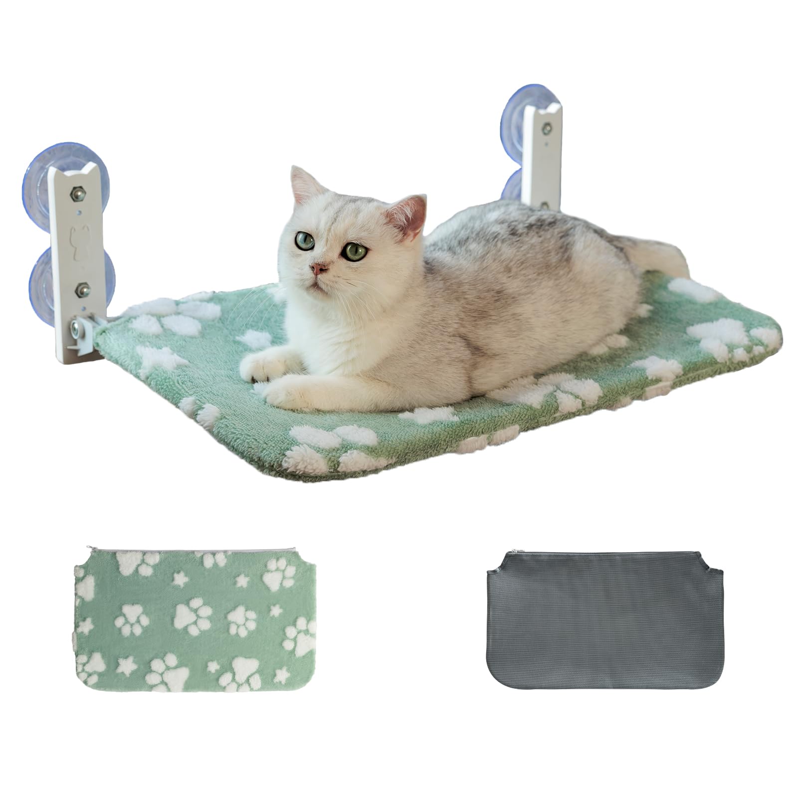 Yaning Cat Window Perch, Foldable Cat Window Hammock With Cute 3D Textured Flower Cover, Breathable Mesh Cover And Strong Suctio