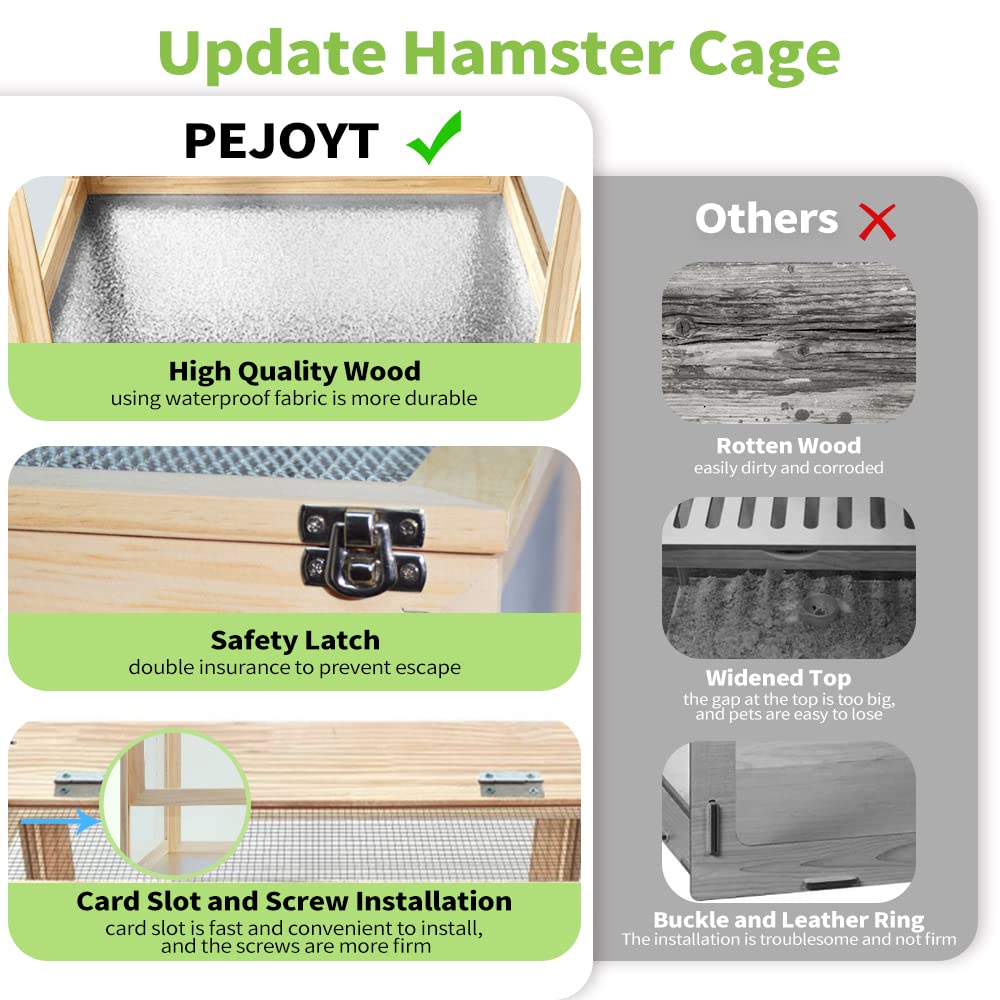 Large Hamster Cages - Wooden Hamster Mice And Rat Habitat With Ventilator Small Animal Cages For Rabbits, Guinea Pigs With Waterproof Bottom Plate