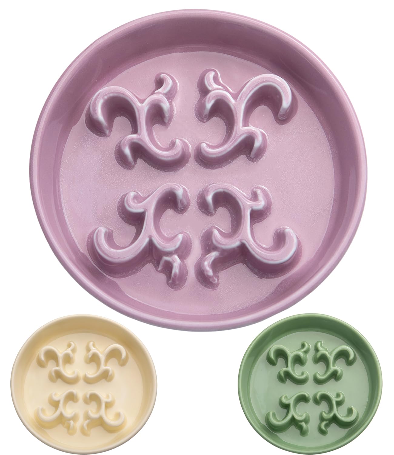 KITCHENLESTAR Slow Feeder Dog Bowl, 0.6 Cups Ceramic Dog Food Dish for Fast Eaters Small Breed, Puzzle Bowl for Small Dogs and C