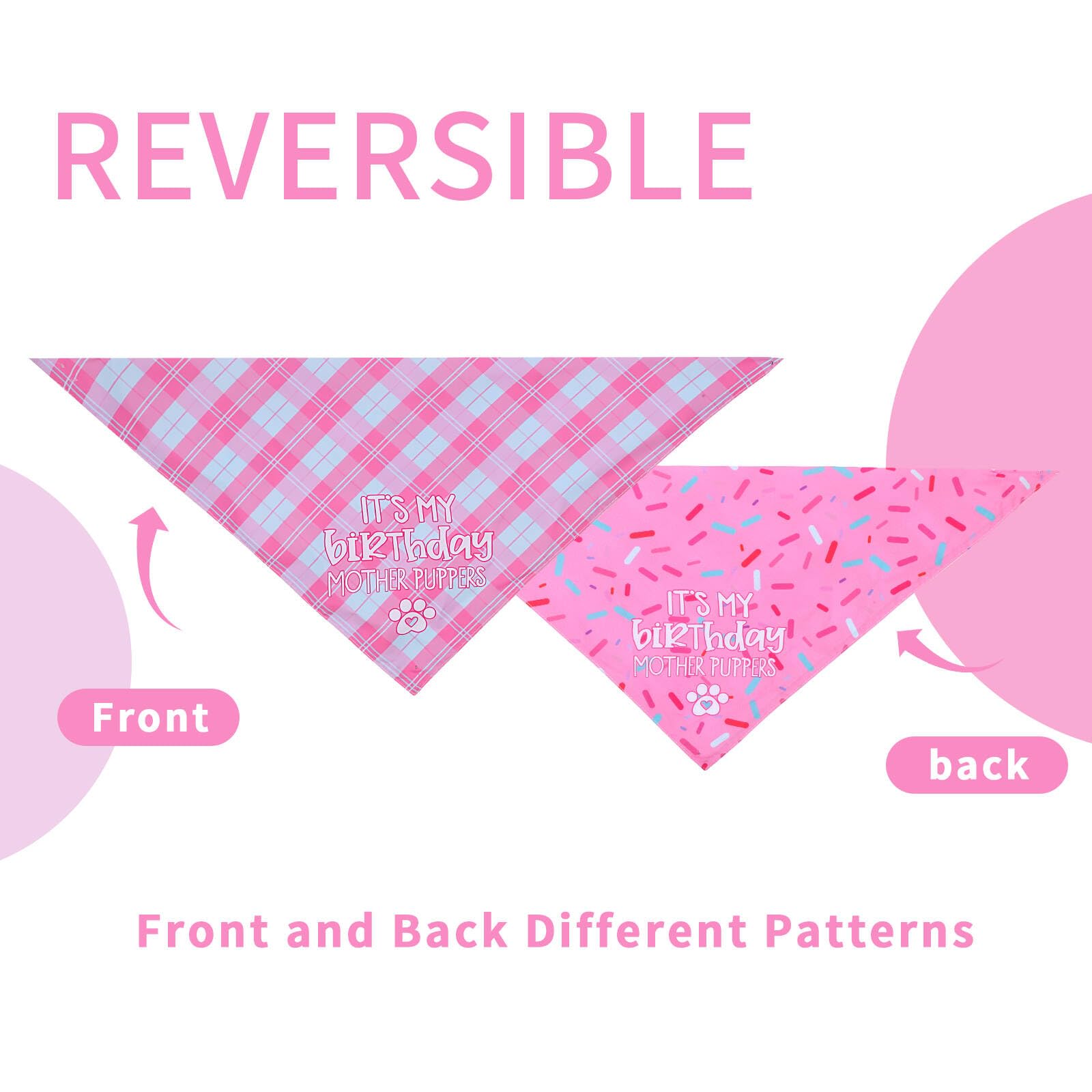 Gofshy Dog Birthday Bandana Small Reversible Multi Size Offered For Dog Birthday Girl, Dog Birthday Party Supplies For Xsmall To