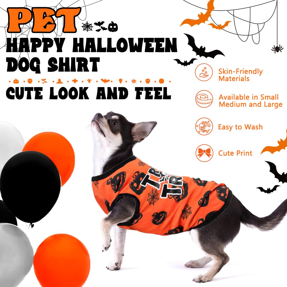 Baobicute Dog Halloween Shirt Soft Cotton Stretchy Lightweight Dog T-Shirts Sleeveless Vest Dog Halloween Costume Clothes For Sm