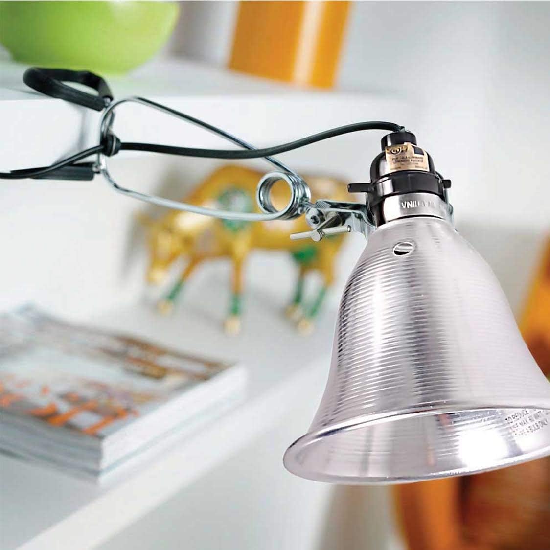Simple Deluxe Clamp Lamp Socket - 5.5 Inch Aluminum Reflector, Max 60W, 6ft Cord, Silver