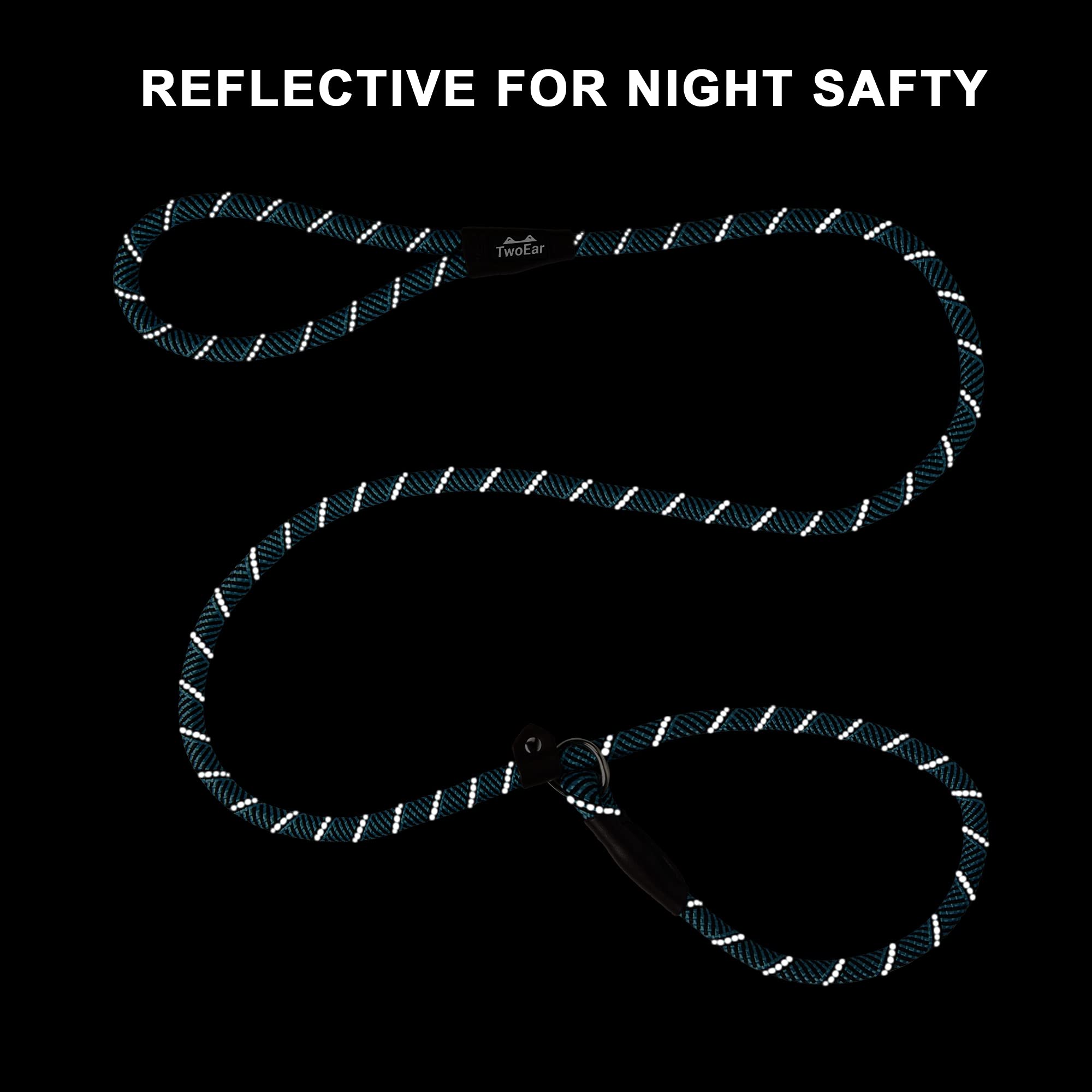 Twoear Dog Leash Dog Slip Rope Leash 6Ft Dog Training Leash Heavy Duty Strong Slip Lead Highly Reflective Threads For Small Medium And Large Dogs (Slim(3/8''X6Ft), Blue)