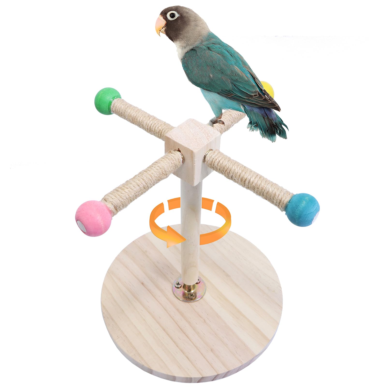 Bird Stand Perch, Portable Tabletop Bird Perch,Interactive Spin Training Bird Toys For Small Medium Parrots Parakeets Conures Lo