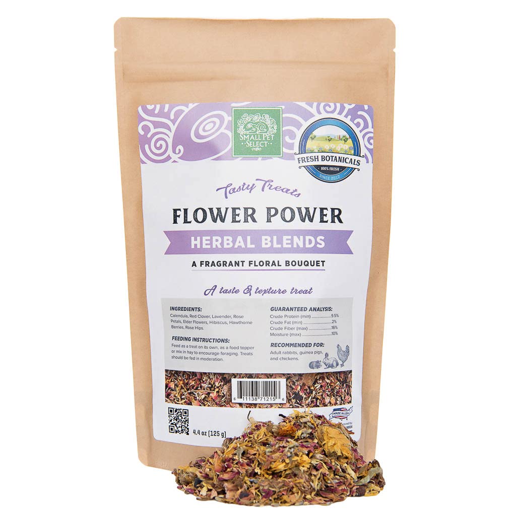 Small Pet Select - Flower Power Herbal Blend, A Natural Herbal Treat For Rabbits And Guinea Pigs, 4.4Oz