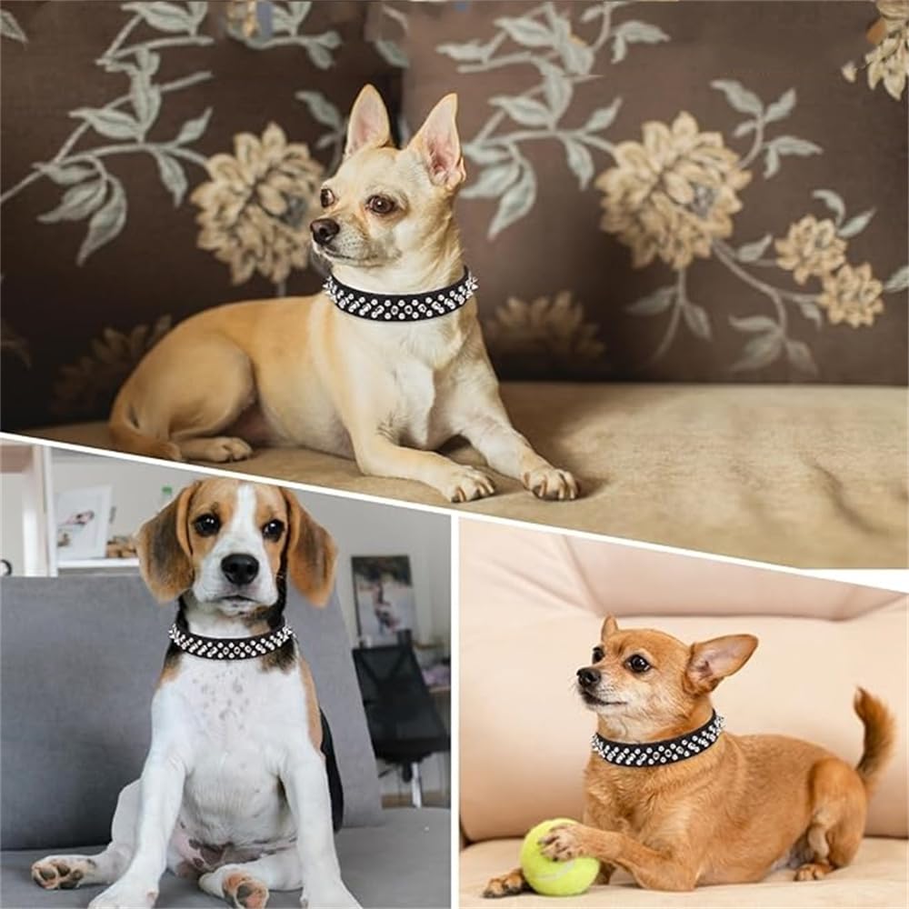 Pink Spiked Dog Collar For Small Dogs,Mushroom Rivet Spike Puppy Collars Girls Boys Leather Studded Cat Collar Metal Buckle Dura