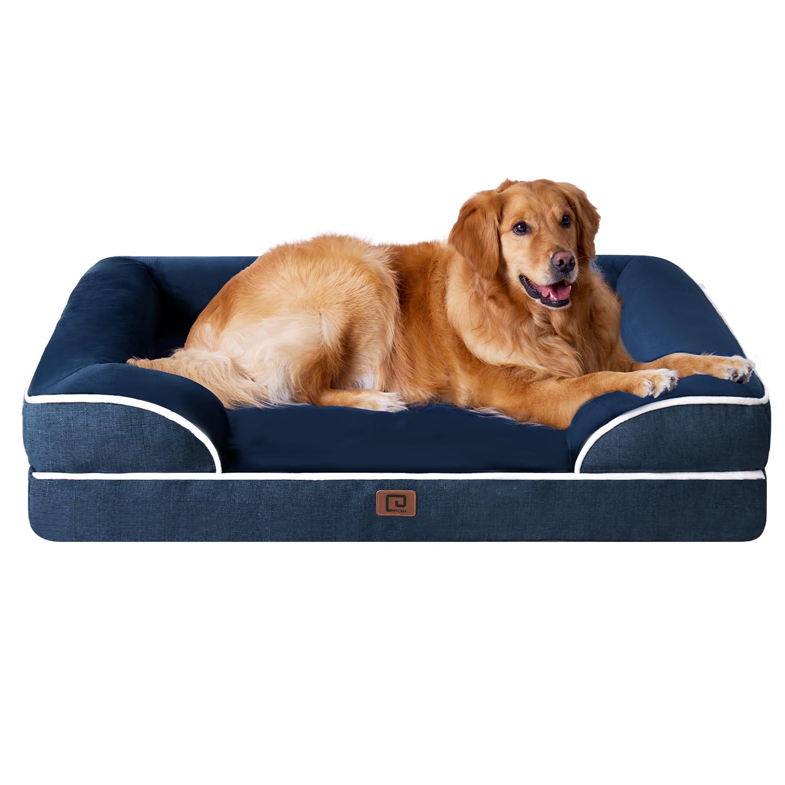 Eheyciga Egg-Crate Memory Foam Dog Bed, Waterproof, Navy, Large 41 X 27 X 6.5 Inches, 100 Lbs Capacity