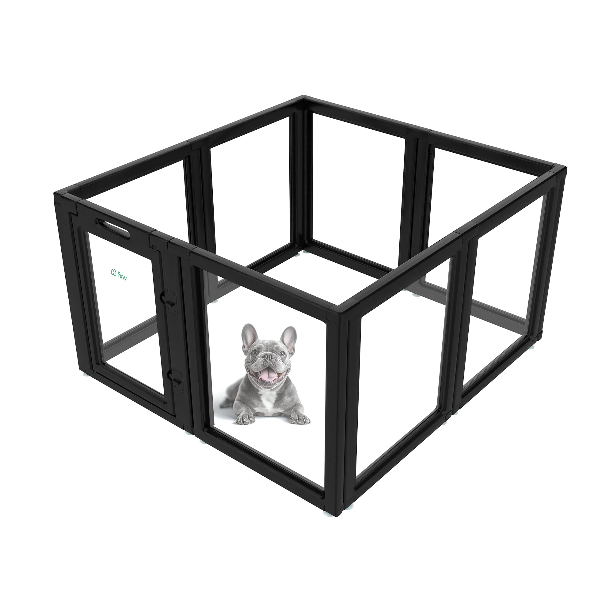 Fxw Auraspace Acrylic Indoor Dog Playpen For Puppies And Small Dogs, 24 Inch, 8 Panels, Black