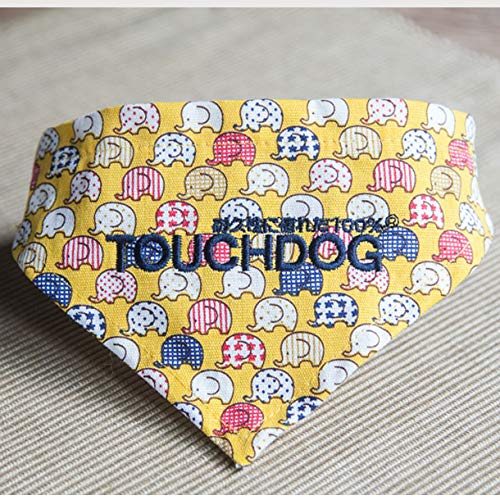Touchdog Bad-to-The-Bone Elephant Patterned Fashion Pet Bandana for Dogs - Dog Bandana with Hook-and-Loop enclosures for Easy