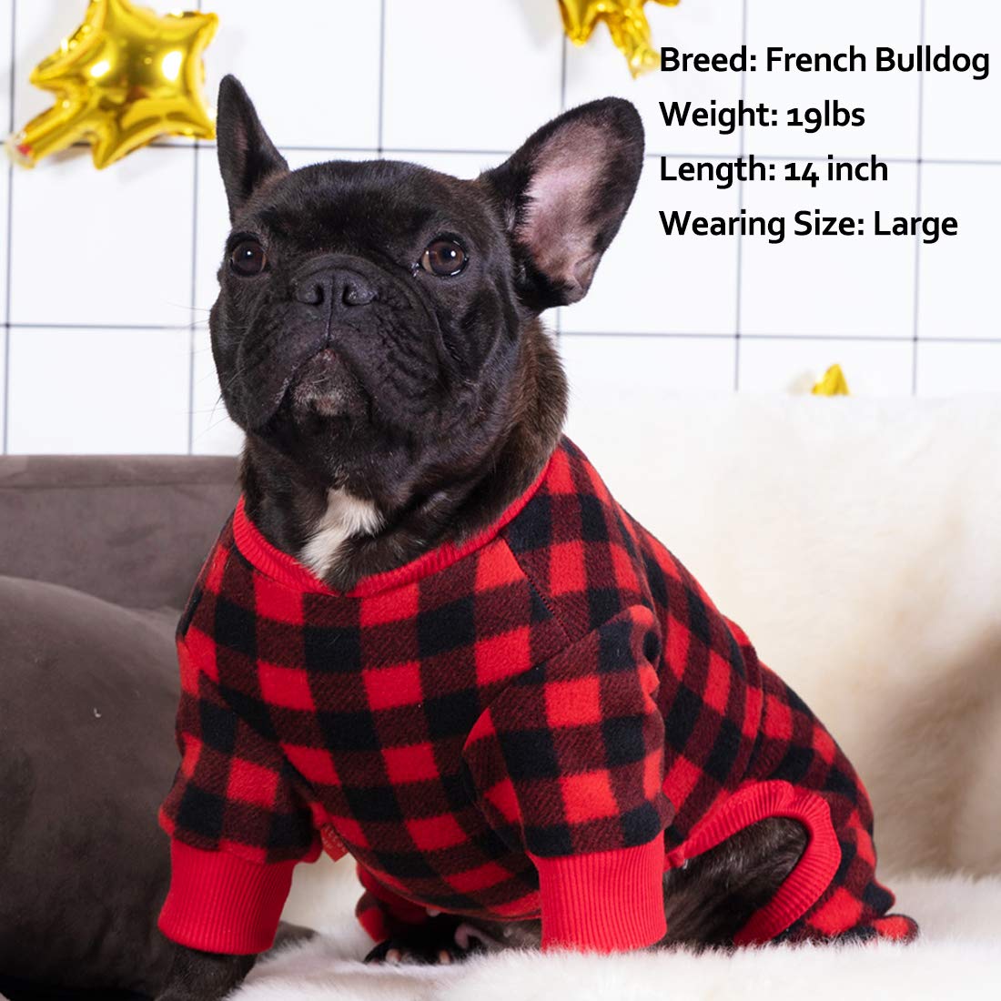 Kyeese Dogs Pajamas Plaid For Small Dog Red Buffalo Check Dog Pajama Onesie For Small Dogs