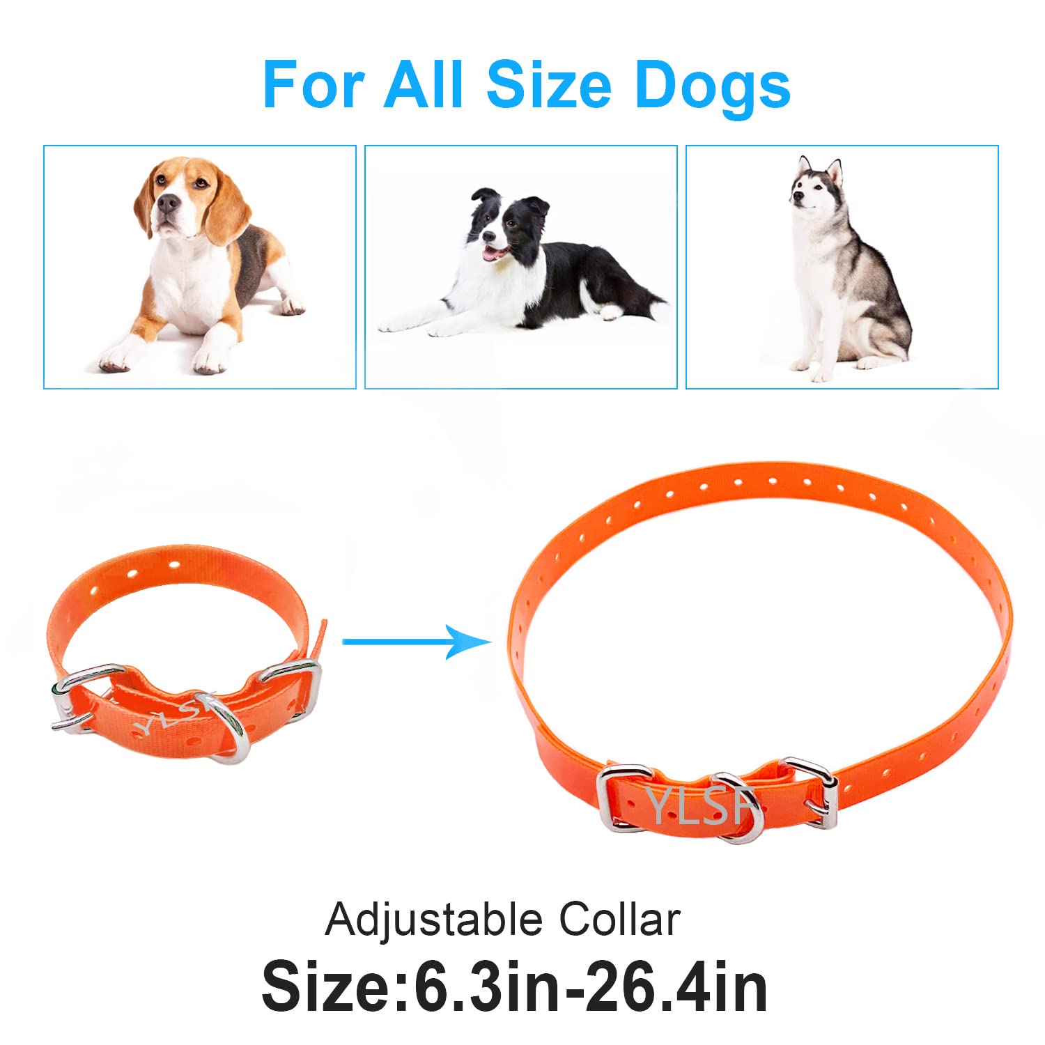 Dog Collar Strap For Most Of Electronic Training Shock Collar Receivers-Adjustable Durable Waterproof Odorless 3/4 Inch Collar R