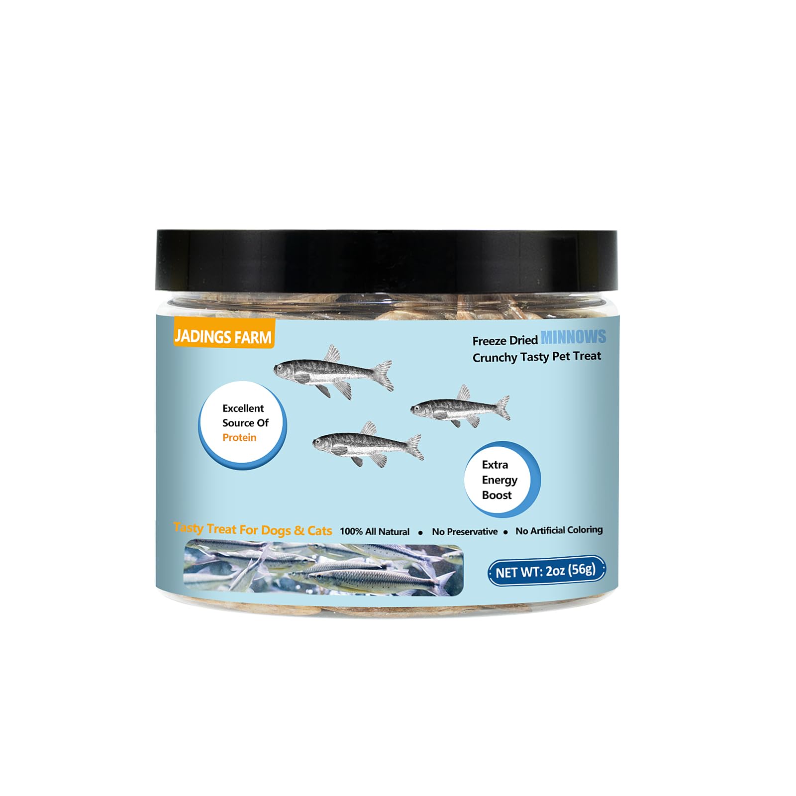 JADINGSFARM Minnows - 2 oz Freeze Dried - 100% Natural Premium Cat Treat, Dog Treat - Freeze Dried Minnows for Cats - Freeze Dri