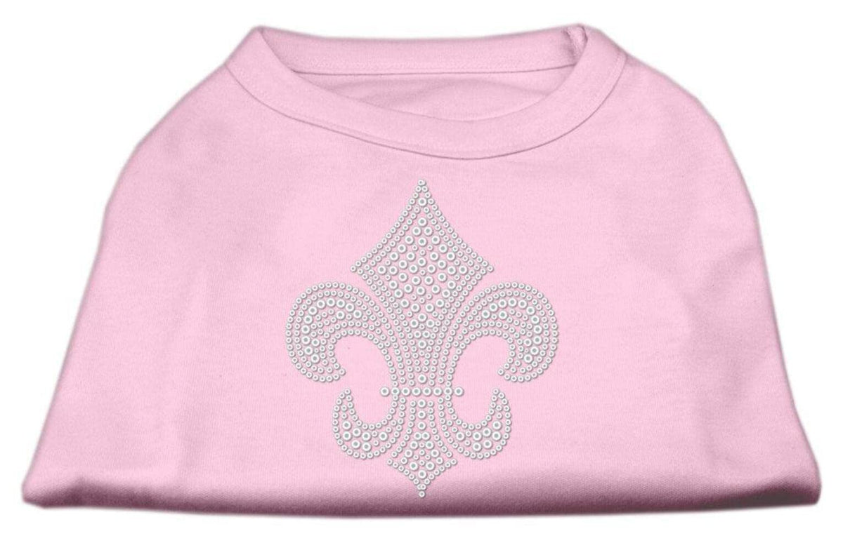 Pet Dog & Cat Shirt Rhinestone, &quot;Silver Fleur De Lis&quot; Light Pink XS (0-3 lbs.)