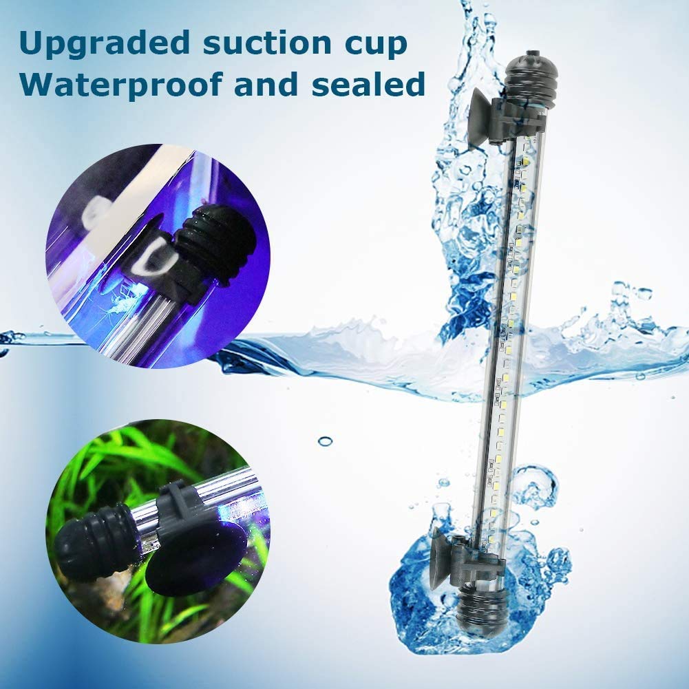 Aquariumbasics Led Aquarium Light For Fish Tank,Auto On/Off Submersible White And Blue Led Aquarium Plant Light With Timer And Dimming Function (11 Inch (Timer & Dimming Function)