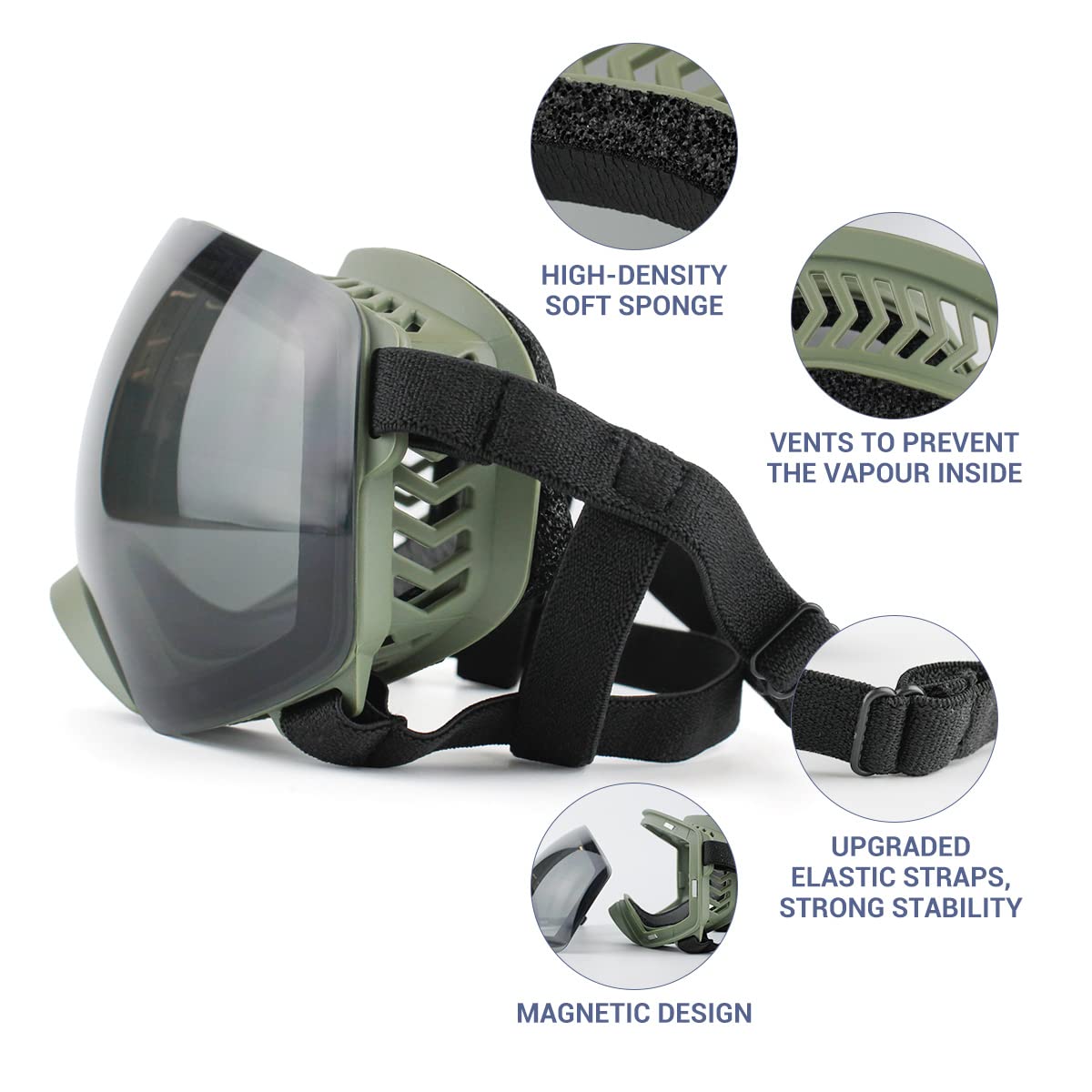 Enjoying Dog Goggles Large Breed With Replaceable Lenses, Silver/Black, Interchangeable Sunglasses For Dogs Medium Large Breed,