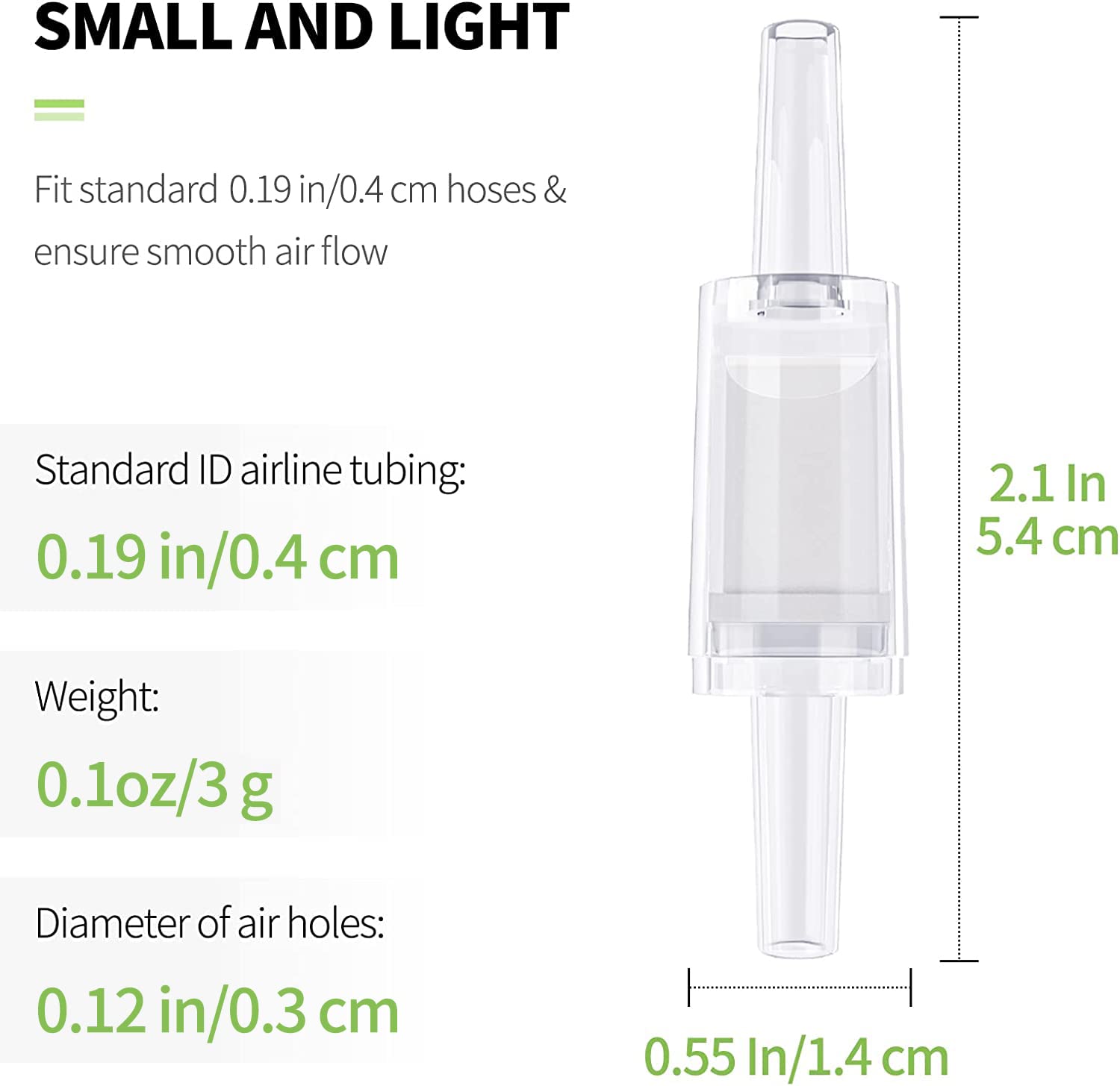 Pawfly 10 PCS Aquarium Check Valves for Common Air Pumps White Plastic 1-Way Non-Return Valves Pump Protectors for Standard 3/16
