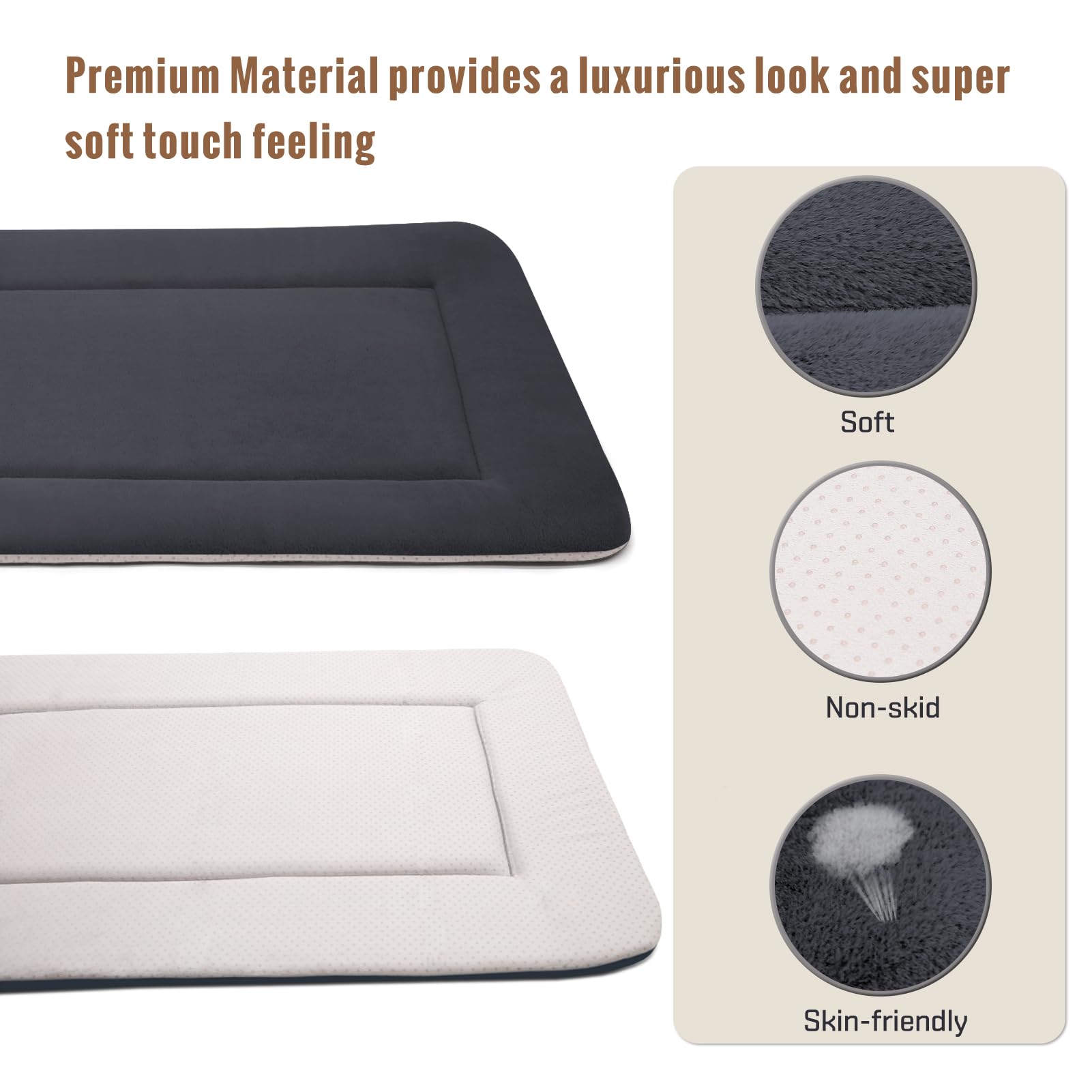 Large Dog Bed Soft Crate Pad Mat 47' Machine Washable With Non-Slip Bottom For Large Medium Dogs