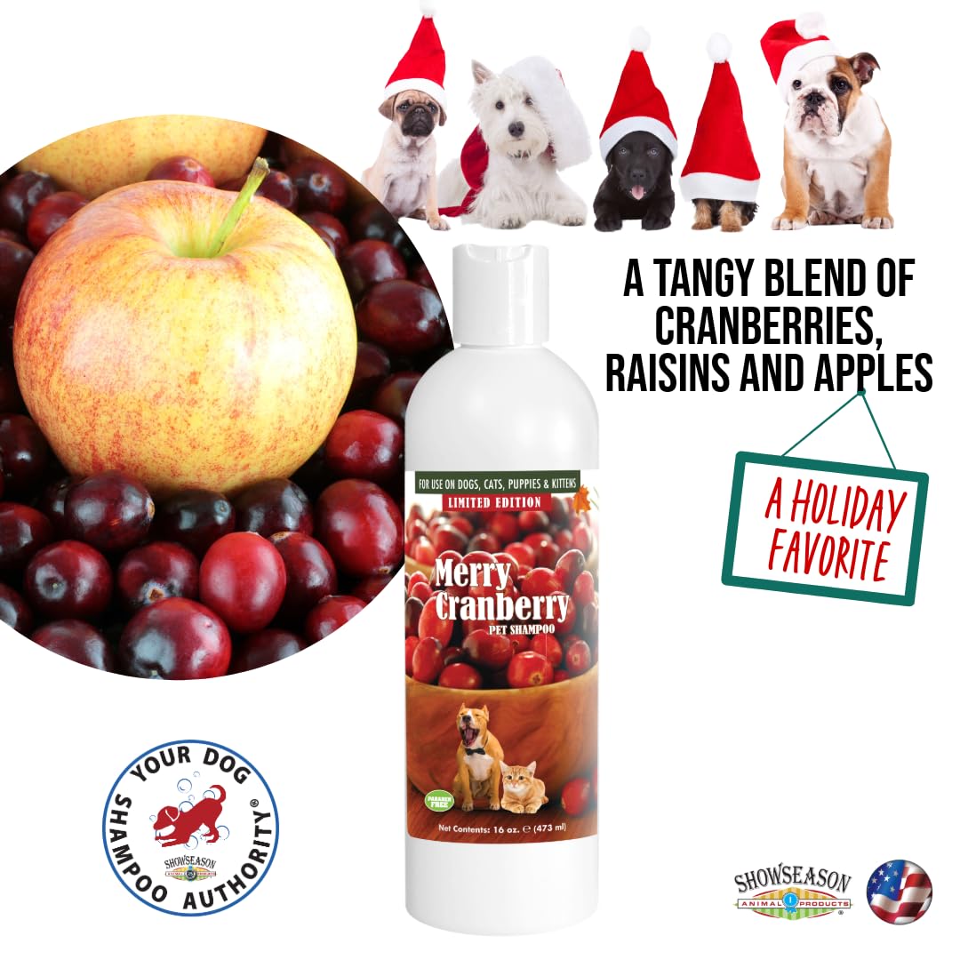 Merry Cranberry Pet Shampoo For Dogs And Cats 16 Oz. | Cruelty-Free | Paraben-Free | Biodegradable And Non-Toxic | Made In The Usa