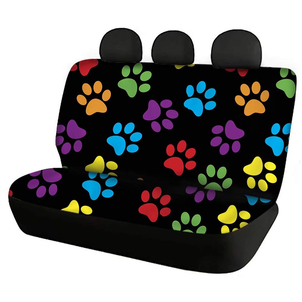 Afpanqz Cute Dog Paws Prints Car Back Seat Covers Protector Rear Car Seat Cushion Dust And Scratch Proof Universal Fits Car, Tru