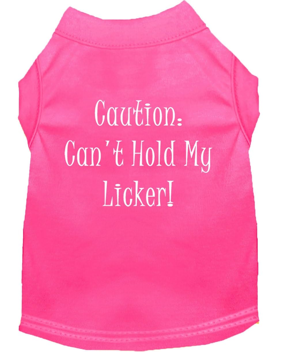 Pet Dog & Cat Shirt Screen Printed, 'Can'T Hold My Licker' Bright Pink Lg (10-14 Lbs.)