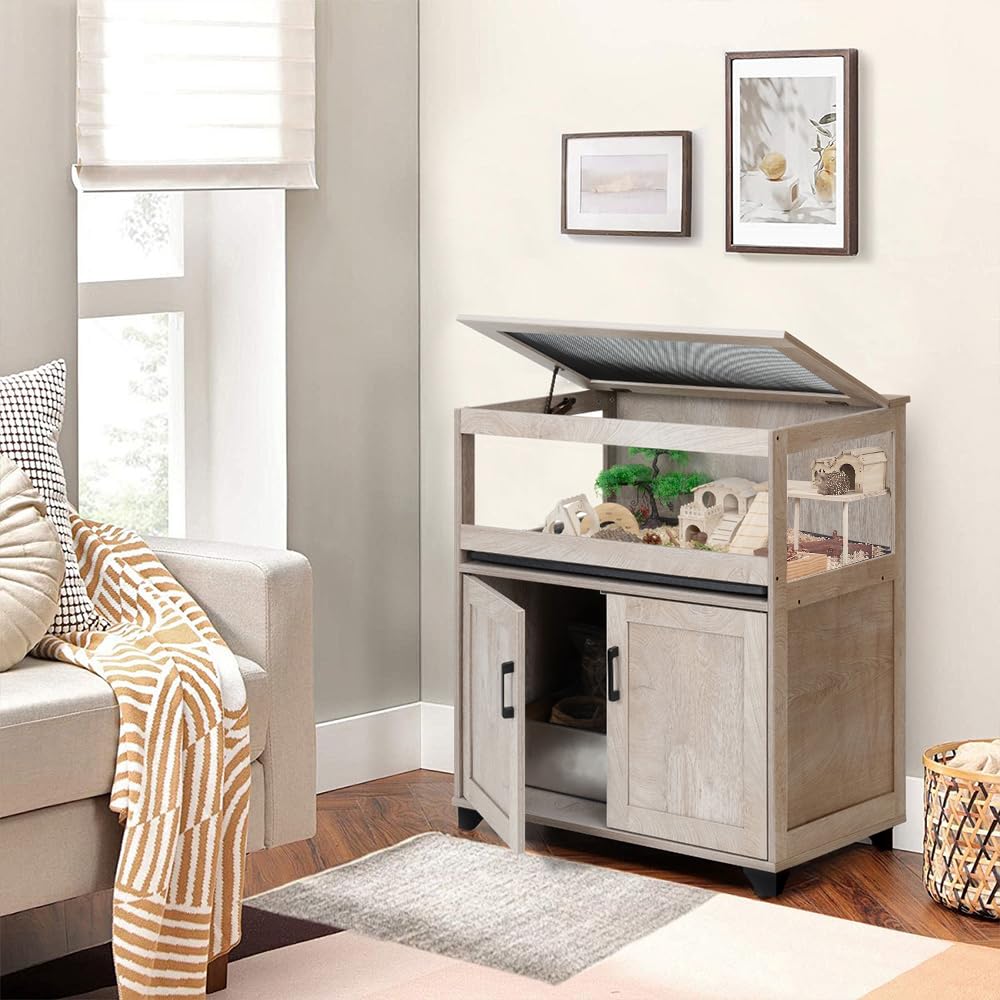 Unipaws Hedgehog Cage With Storage Cabinet, Hamster Cage For Rat And Guinea Pigs, Clear Transparent Pvc Visual Small Animal Cage