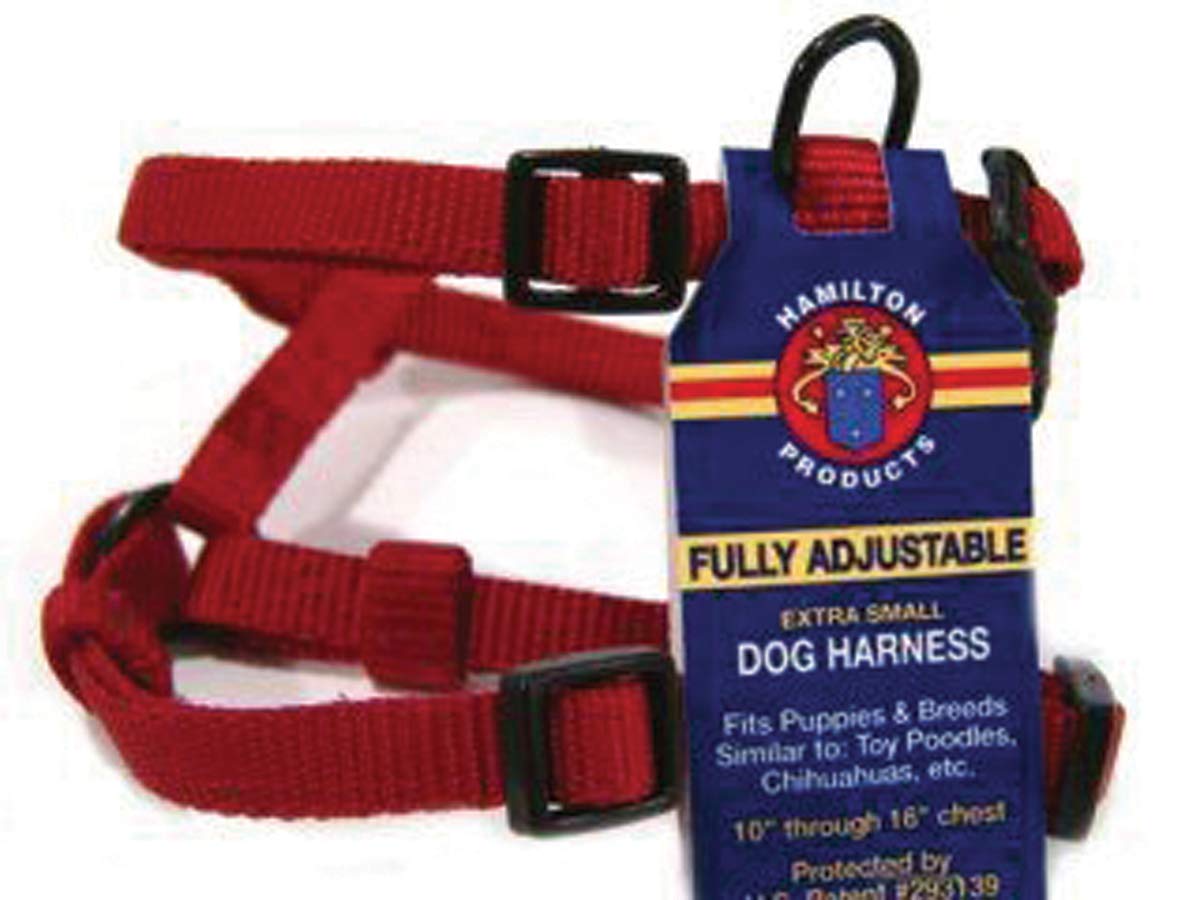 Hamilton 3/8-Inch by 10-Inch to 16-Inch Adjustable Comfort Nylon Dog Harness, Red