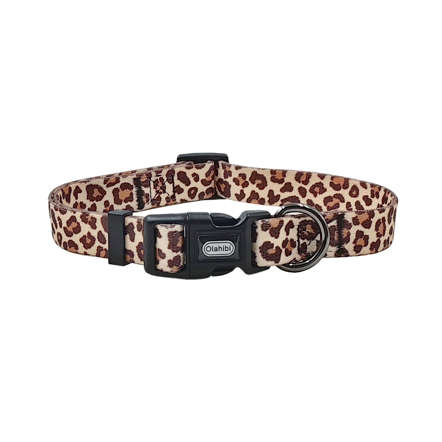 Olahibi Basic Dog Collar, Leopard Pattern, Polyester Material, 4 For Small Medium Large Dogs.(X, Light Coffee Leopard)