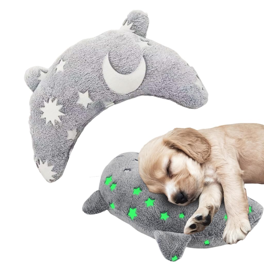 Qpets Pet Pillow, Soft Plush Glow-In-The-Dark Pillow For Cat Dog, Star Design Sleeping Cushion With Head Neck Support, Durable &