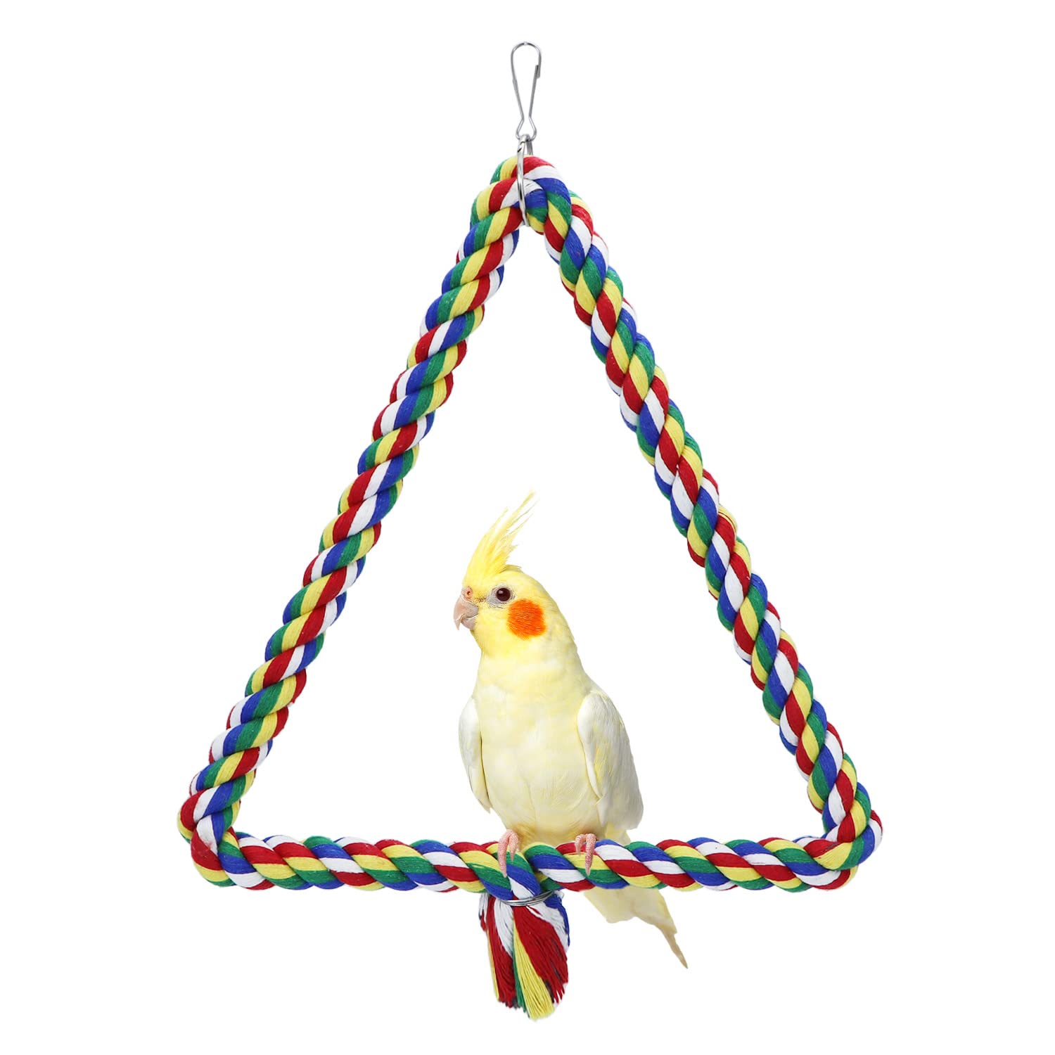 Bird Triangle Rope Swing Colorful Perch Chewing Toy For Parrots Budgie Parakeet Cockatiel Cockatoo (M)