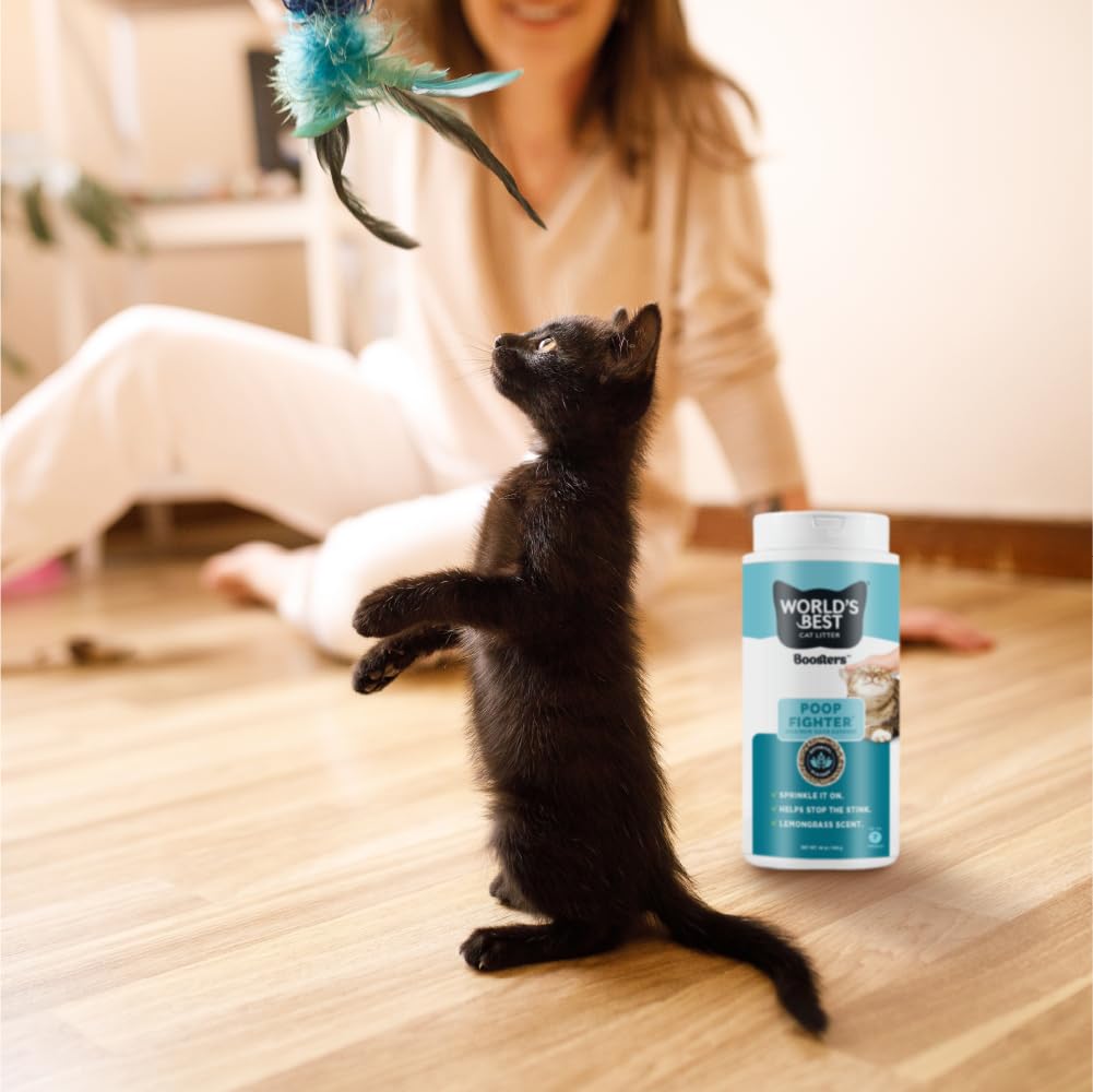 WORLDS BEST CAT LITTER Boosters Poop Fighter | Natural and Sustainable Cat Litter Additive | Eliminates Poop, Urine, and Ammoni